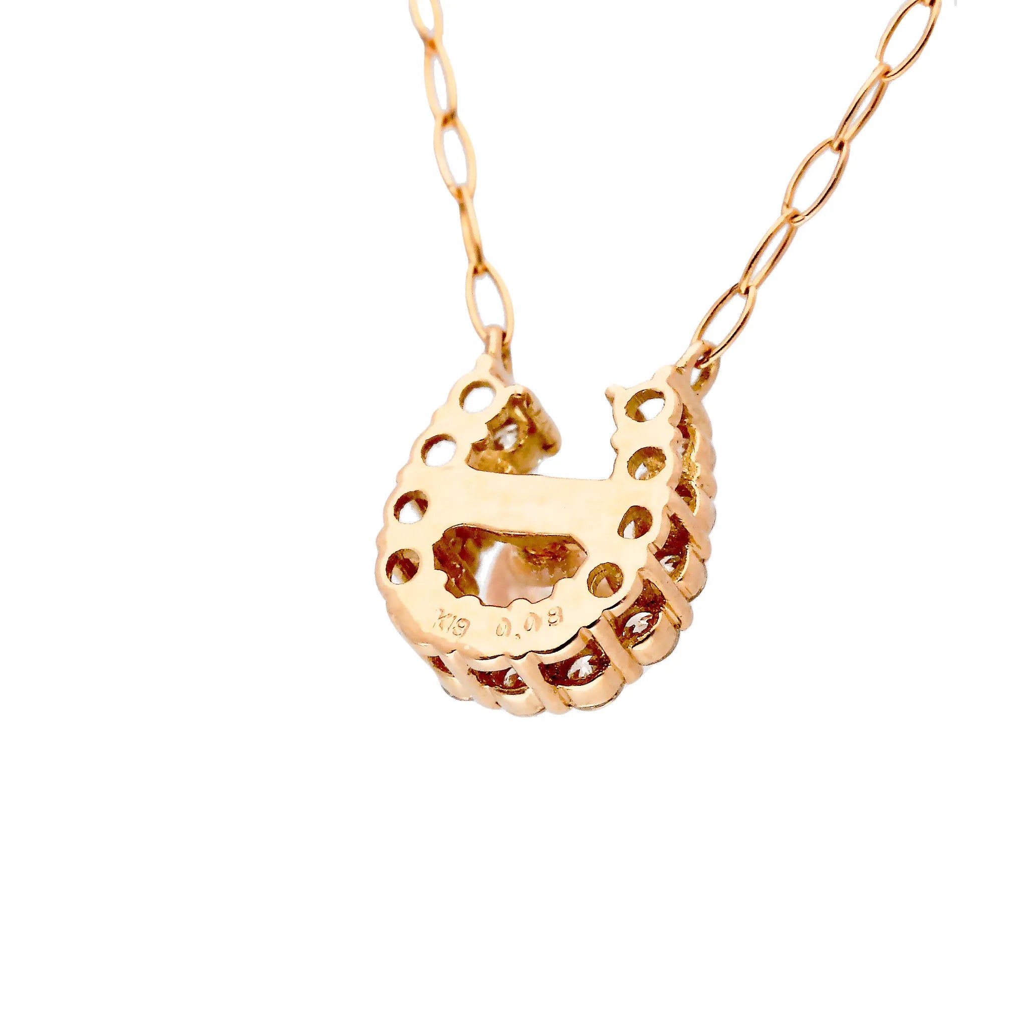 パール/ダイヤモンド K18ネックレス(アコヤ真珠/3mm/馬蹄/6月誕生石)《JPDQ2046》