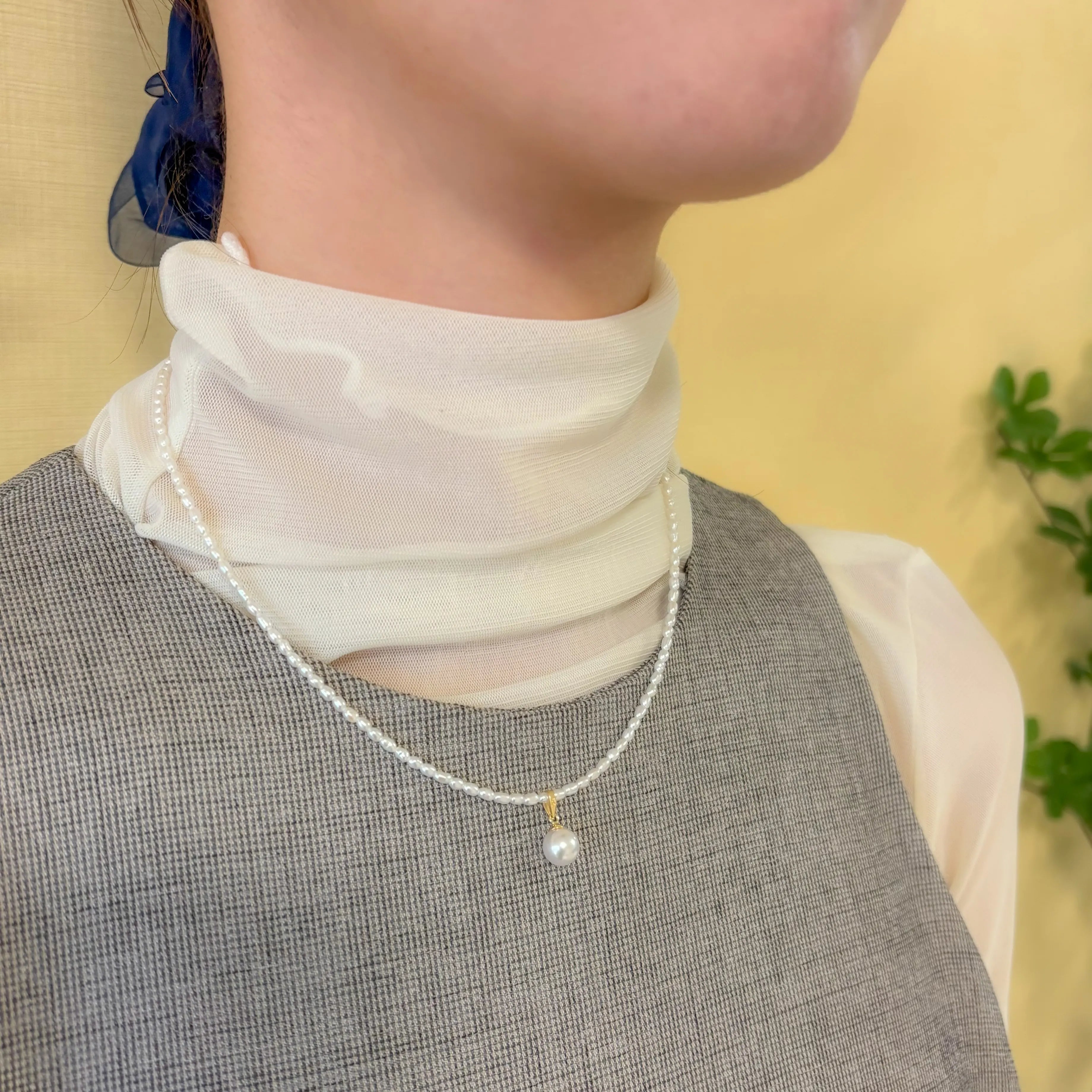 パール シルバーネックレス(アコヤパールトップ/淡水パール/K18)《JPDQ2047》