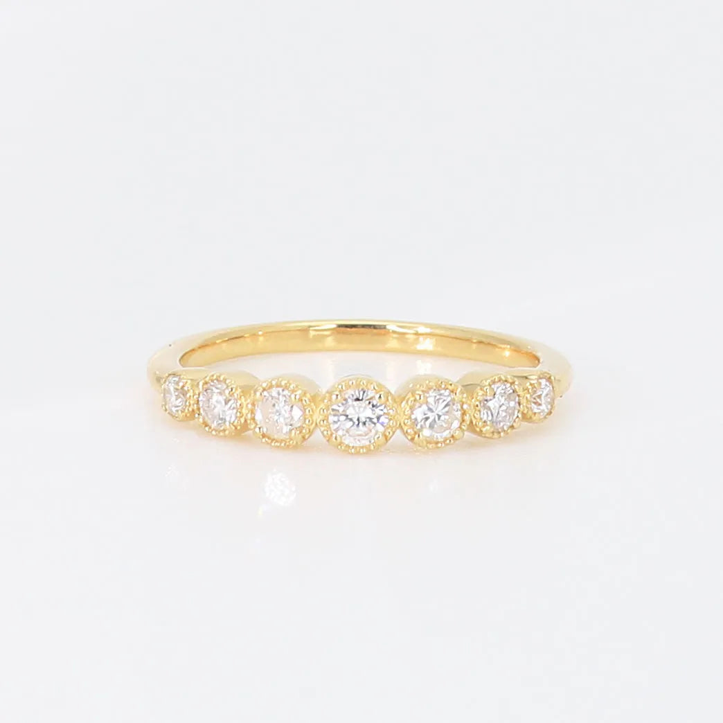 ダイヤモンド K18リング(計0.3カラット/ミル打ち/アンティーク風/4月 ダイヤモンド K18リング(計0.3カラット/ミル打ち/アンティーク風/4月