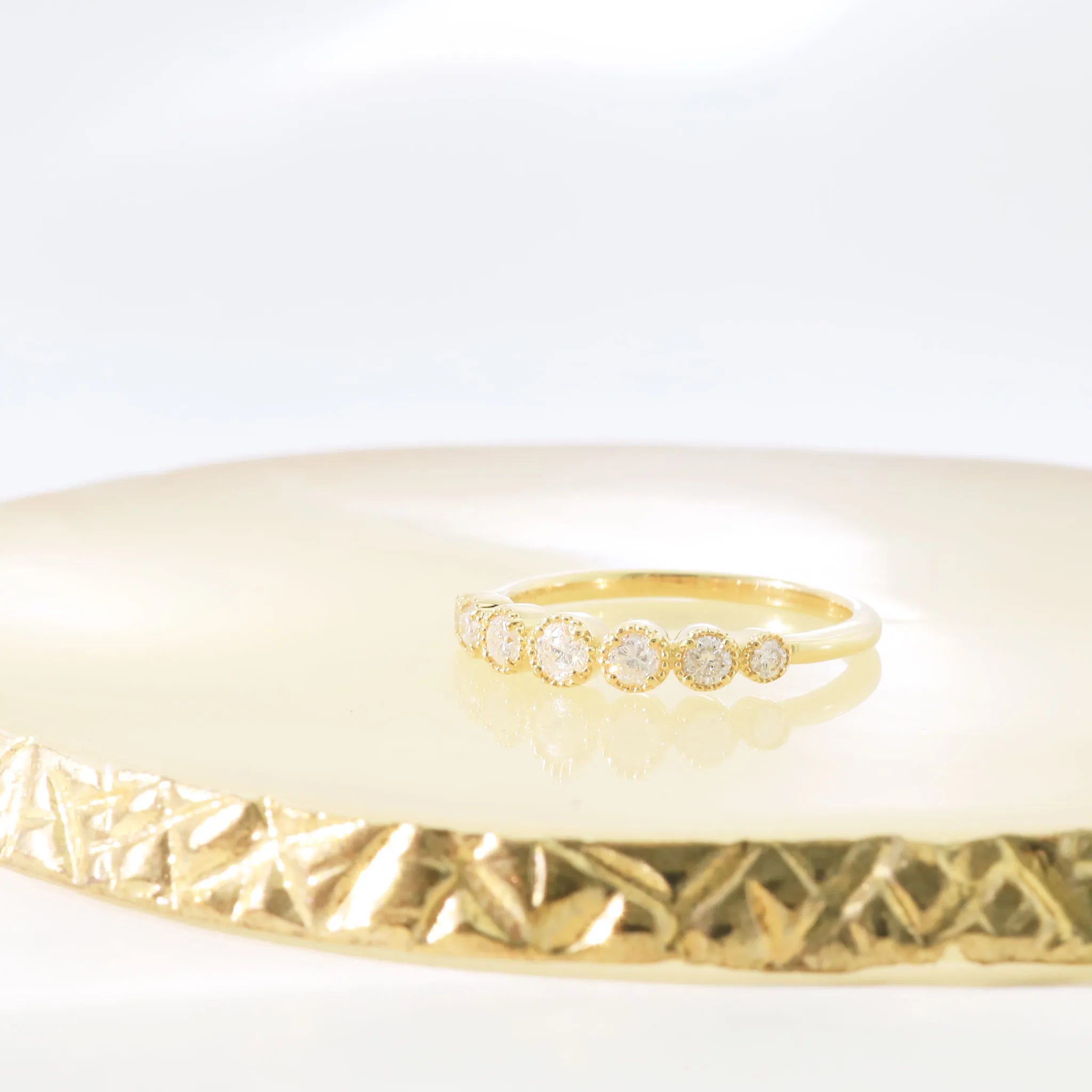 ダイヤモンド K18リング(計0.3カラット/ミル打ち/アンティーク風/4月誕生石)《JRGD1204》