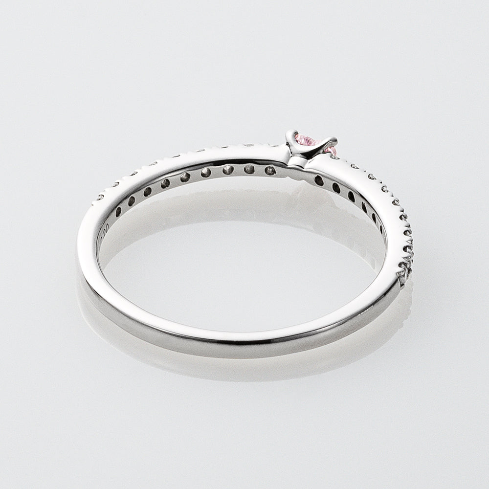 【限定1点】ピンクダイヤモンド プラチナリング(TINSEL ETERNITY/0.094カラット/Fancy Intense Purplish Pink/SI2/ハートシェイプ/4月誕生石)《JRGD1631》