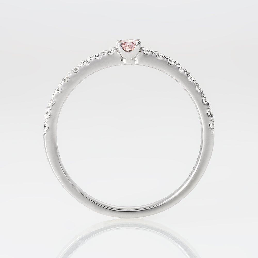 【限定1点】ピンクダイヤモンド プラチナリング(TINSEL ETERNITY/0.073カラット/Fancy Intense Pink/VS2/クッションカット/4月誕生石)《JRGD1635》