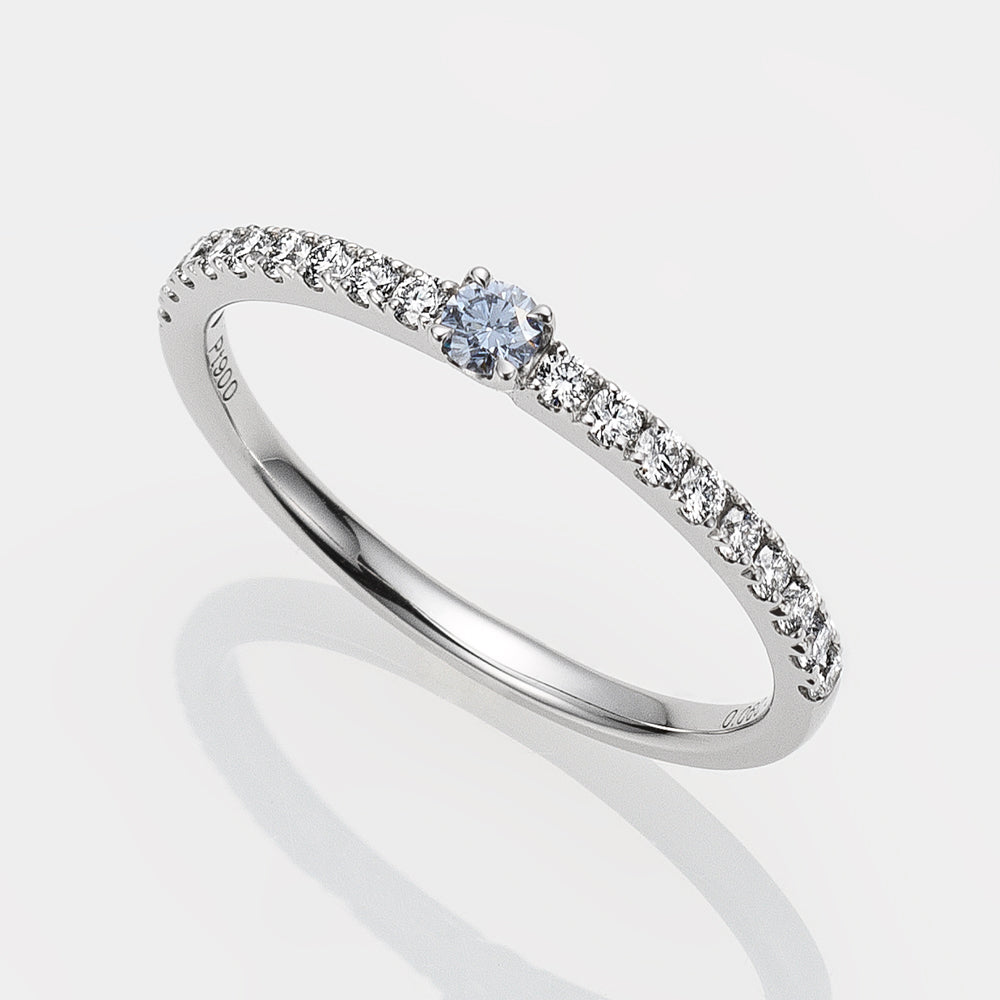 【限定1点】ブルーダイヤモンド プラチナリング(TINSEL ETERNITY/0.060カラット/Fancy Graysh Violet Blue/VVS2/ラウンドブリリアント/4月誕生石)《JRGD1639》