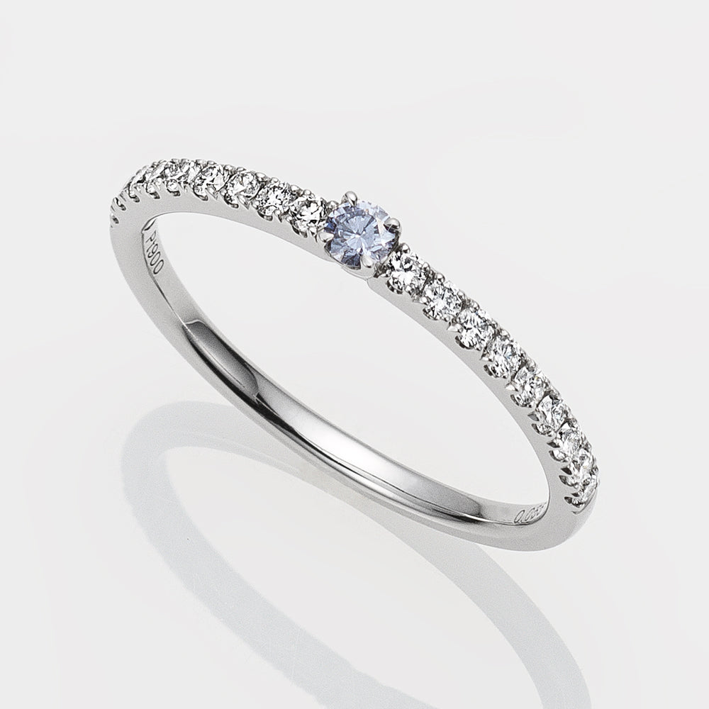 【限定1点】ブルーダイヤモンド プラチナリング(TINSEL ETERNITY/0.055カラット/Fancy Graysh Violet Blue/VS1/ラウンドブリリアント/4月誕生石)《JRGD1640》