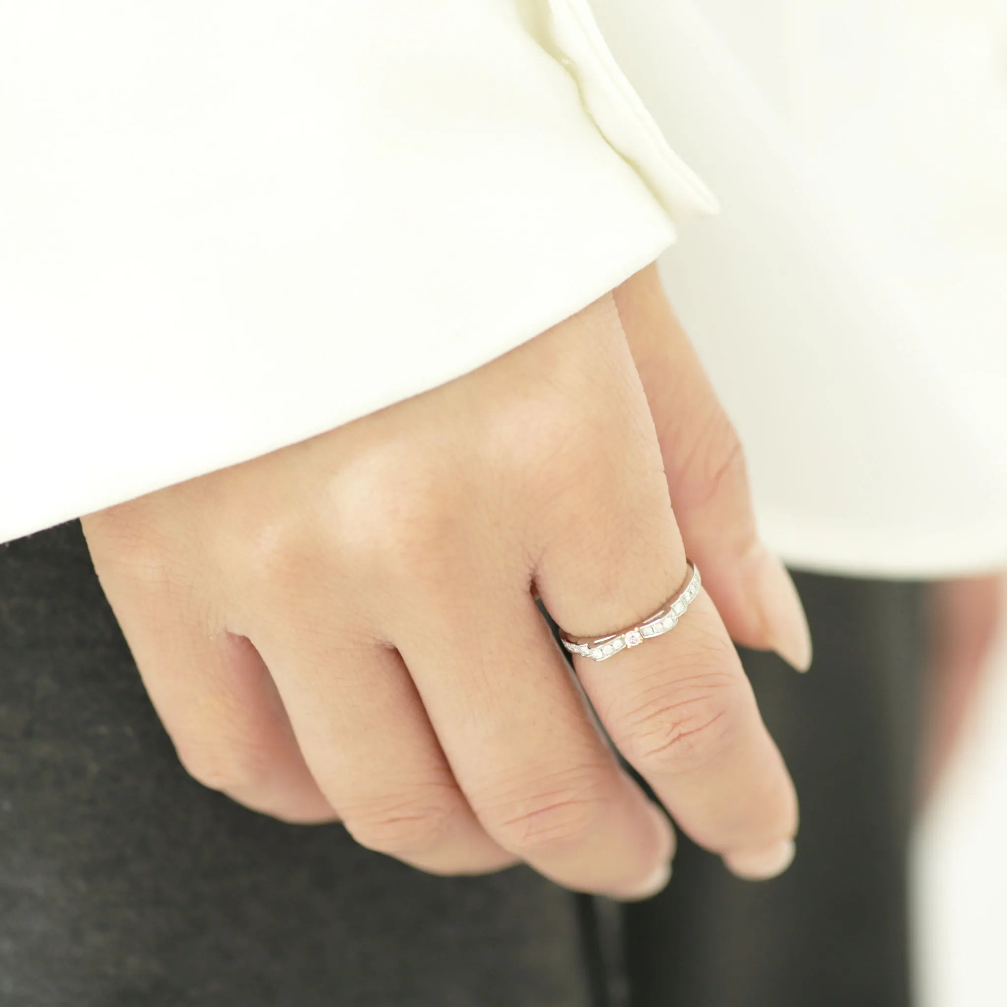 ピンクダイヤモンド/ダイヤモンド プラチナ /K18リング(アーガイル/リボンモチーフ/4月誕生石/アーガイルカード付き)《JRGD1783》