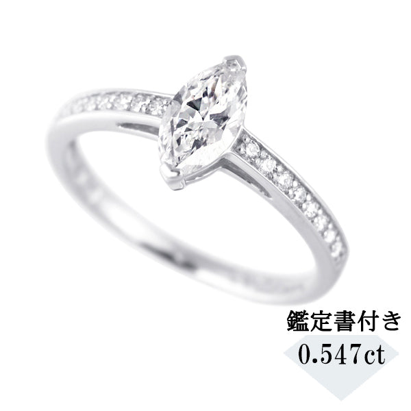 ダイヤモンド PTリング(0.5カラット/Eカラー/SI1/マーキス/4月誕生石) 《JRGD1899》