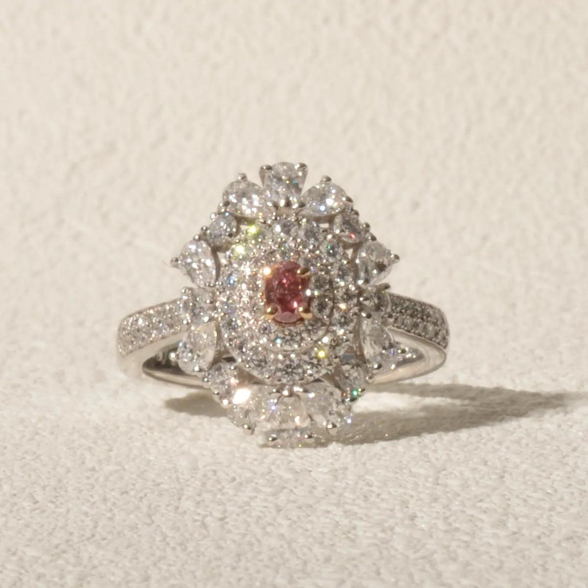 【限定1点】ピンクダイヤモンド/ダイヤモンド プラチナ/K18リング(FVP/0.117ct/グレーディングレポート付/4月誕生石)《JRGD2118》