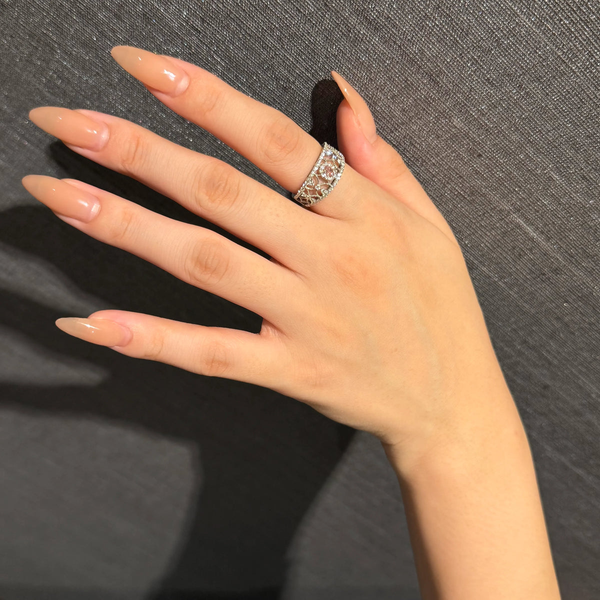 【限定1点】ピンクダイヤモンド/ダイヤモンド プラチナリング(FIOP/0.126ct/グレーディングレポート付/4月誕生石)《JRGD2120》