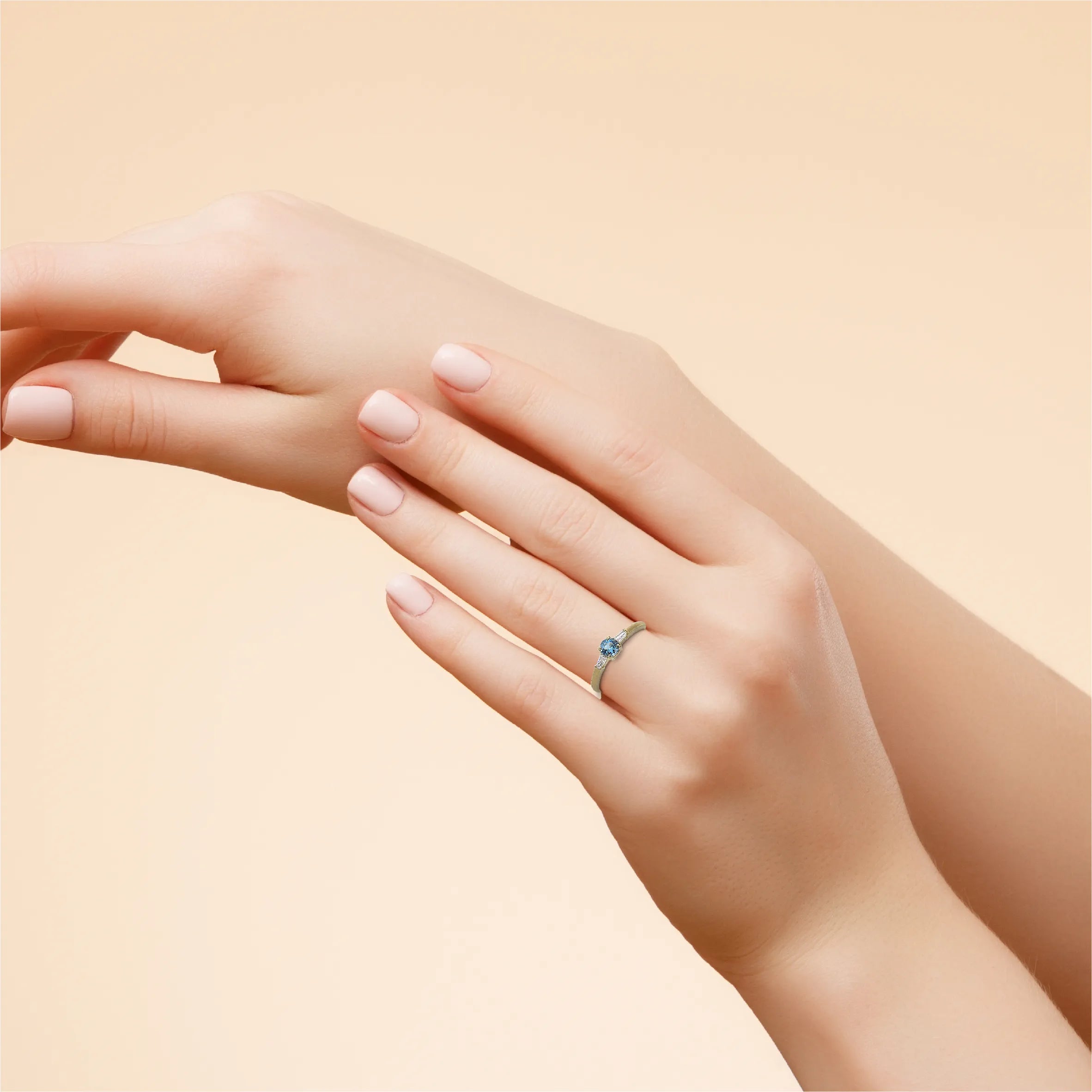 【限定2点】アクアマリン/ダイヤモンド K18マットリング(0.25ctUP/サンタマリアカラー/3月誕生石/鑑別書付き)《JRGN1959》