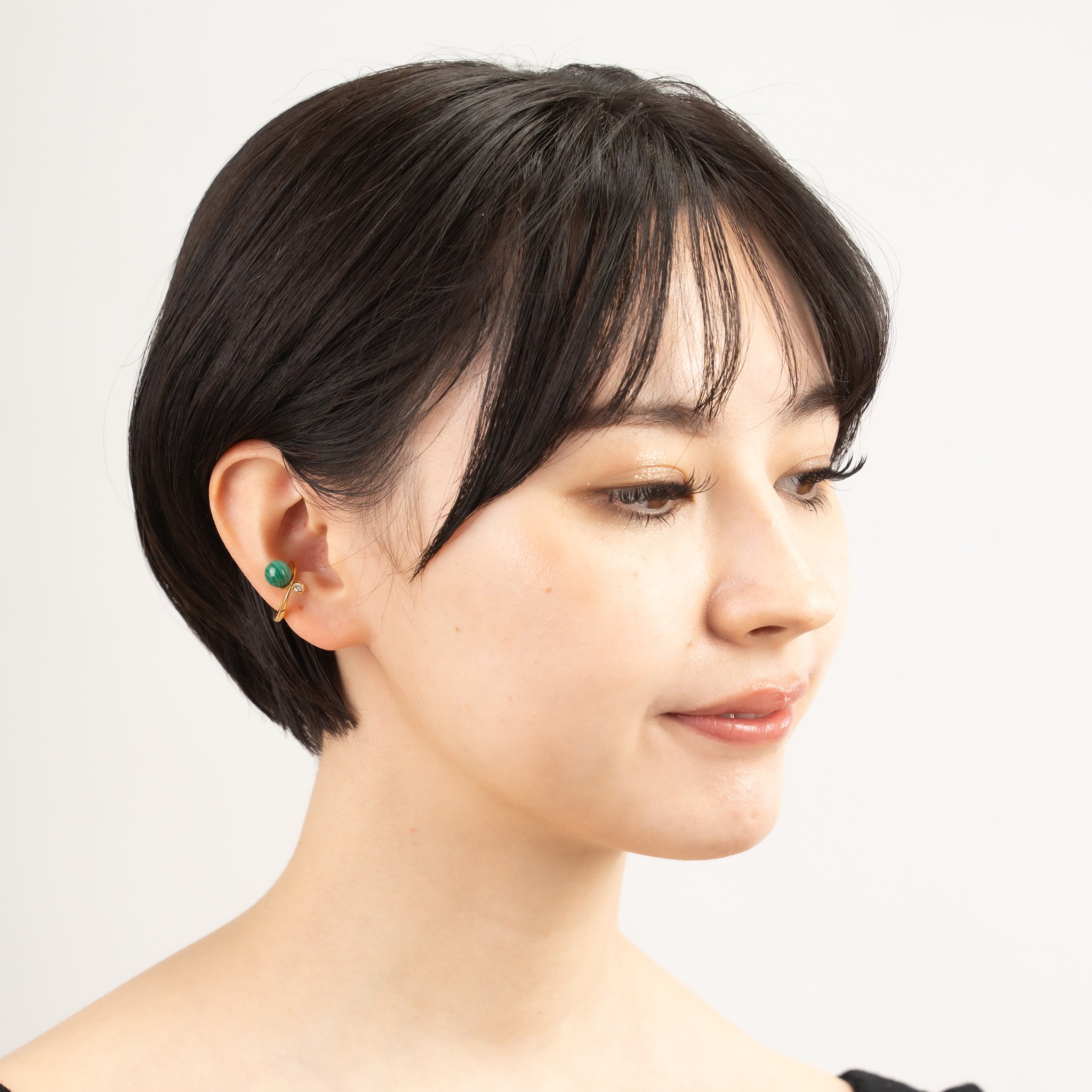 マラカイト/ダイヤモンド シルバーイヤーカフ(片側)《M0010026》