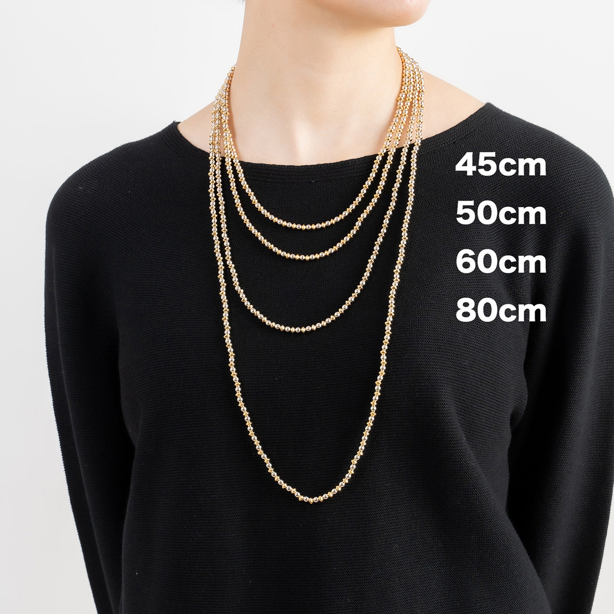 シルバーネックレス(50cm/コンビカラー)《M0010037》