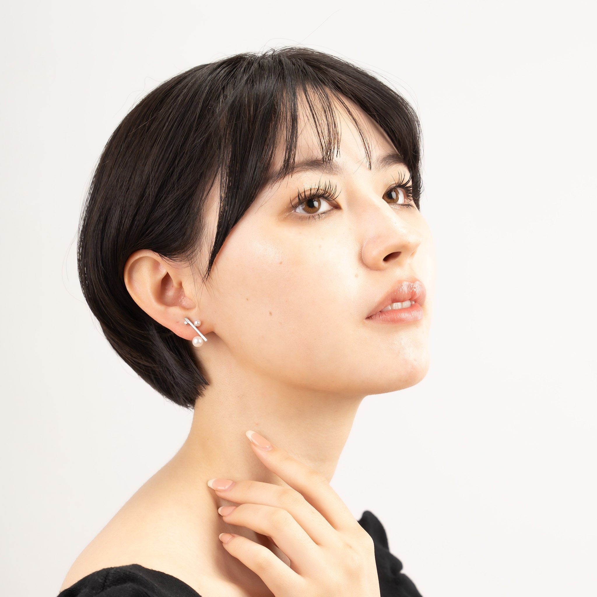 パール/ダイヤモンド シルバーイヤリング(アコヤ真珠/6月誕生石)《M0010046》