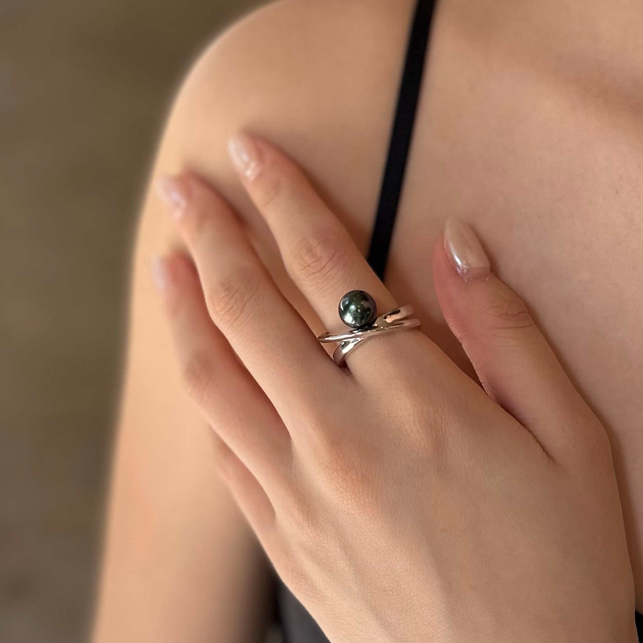 パール シルバーリング(黒蝶真珠/8mm/6月誕生石)《M0010082》