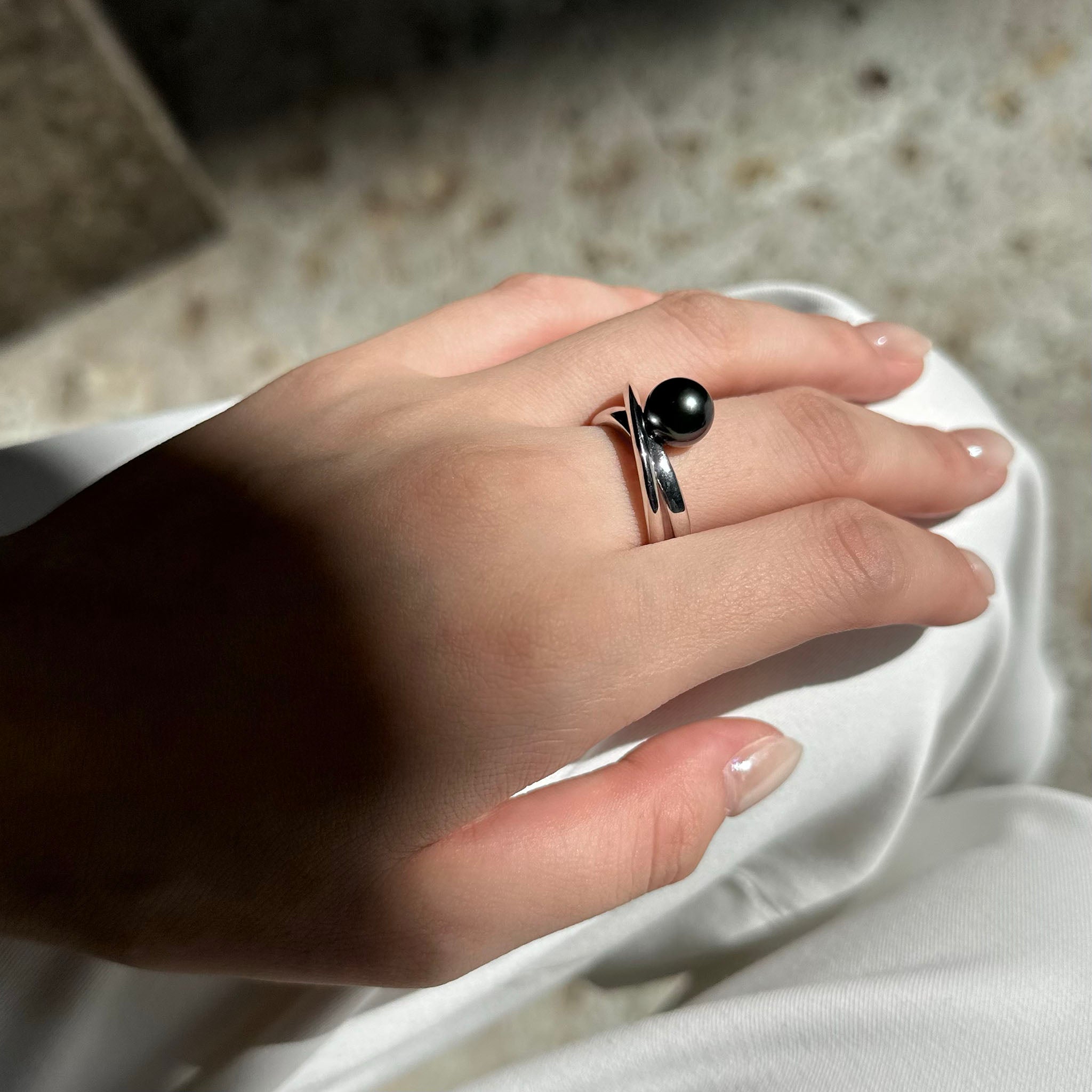 パール シルバーリング(黒蝶真珠/8mm/6月誕生石)《M0010082》