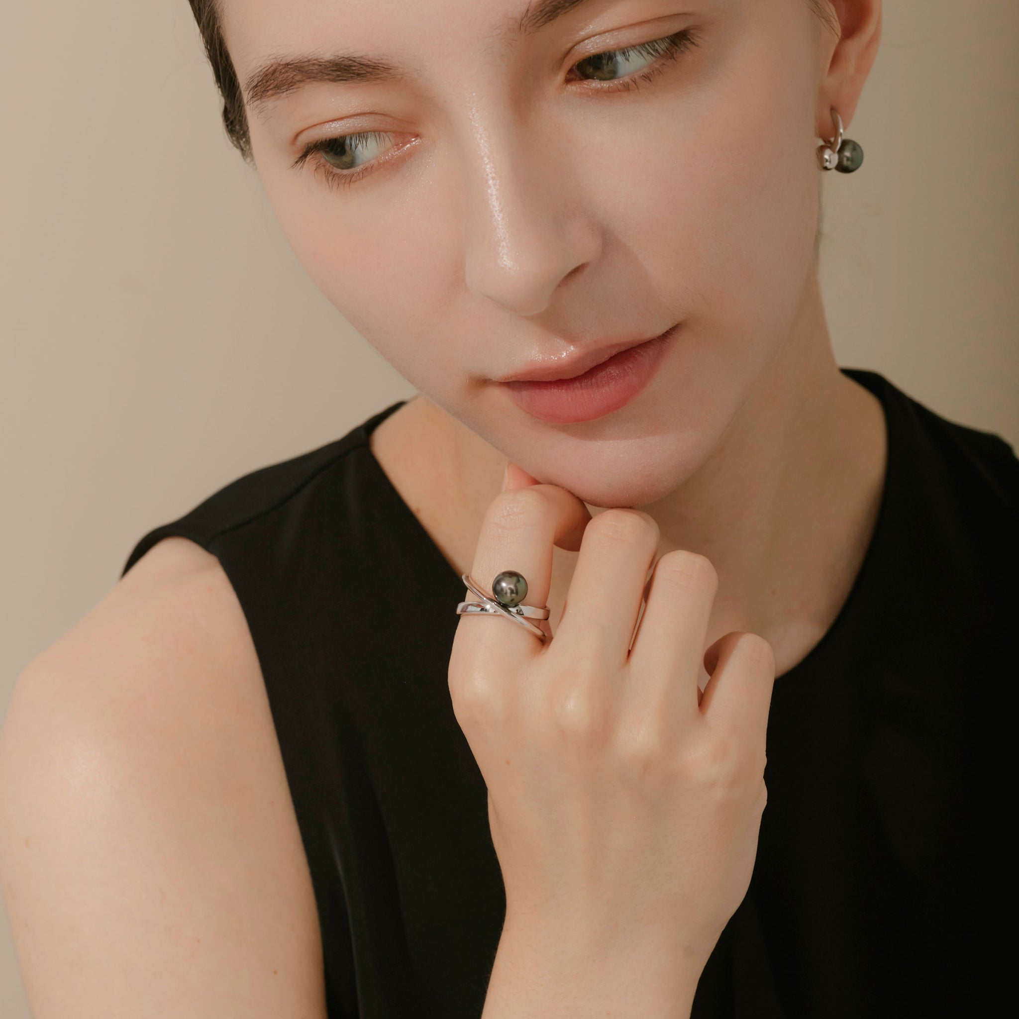 パール シルバーリング(黒蝶真珠/8mm/6月誕生石)《M0010082》