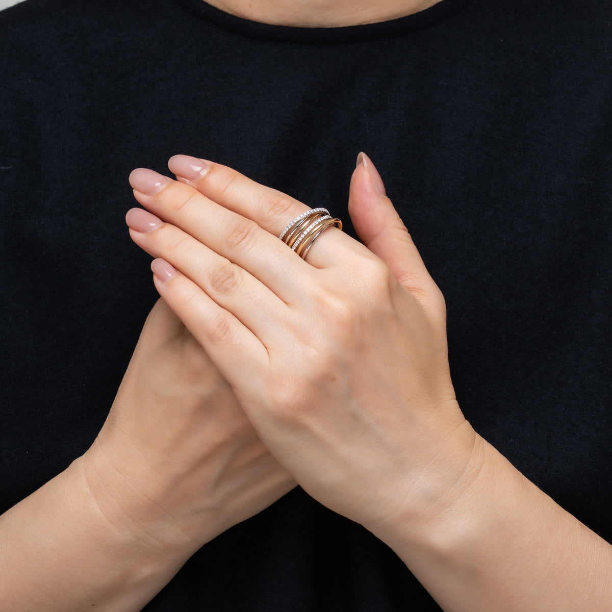 ダイヤモンド シルバー/K18リング(コンビカラー/4月誕生石)《M0010086》