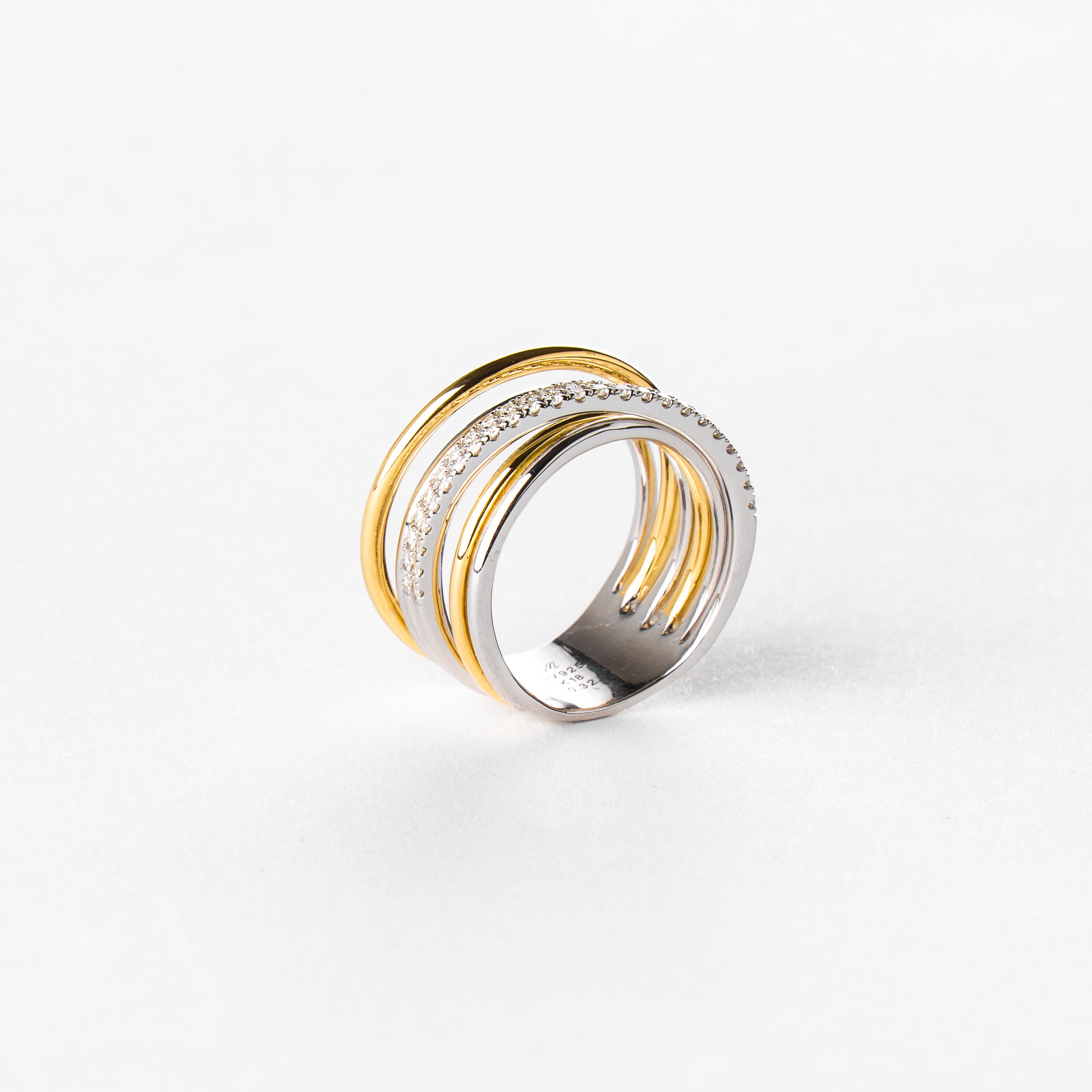 ダイヤモンド シルバー/K18リング(コンビカラー/4月誕生石)《M0010086》