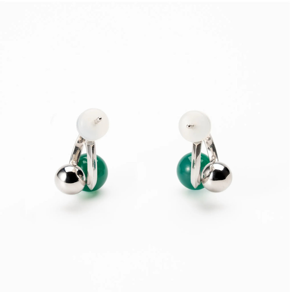グリーンカルセドニー シルバーピアス《M0010098》