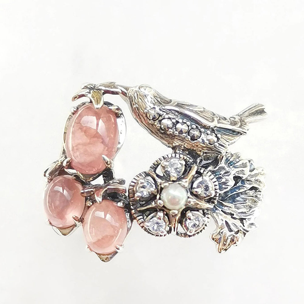 ロードクロサイト/パール シルバーリング(淡水パール/いちご泥棒)《M0020002》