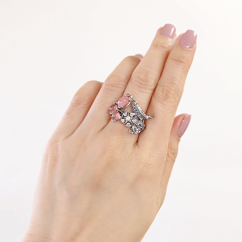 ロードクロサイト/パール シルバーリング(淡水パール/いちご泥棒)《M0020002》