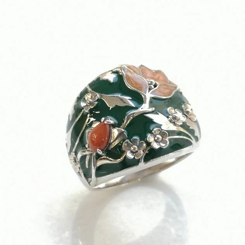 珊瑚(さんご)/エナメル シルバーリング(メドウェイ)《M0020019》