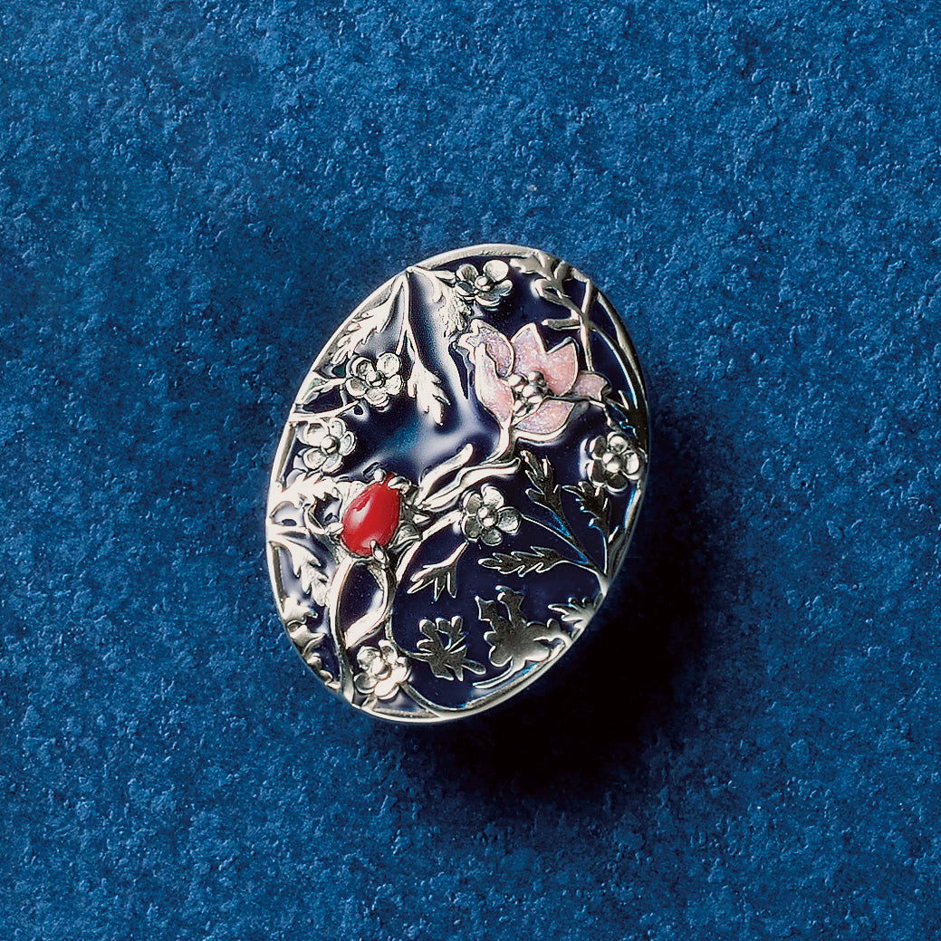 珊瑚(さんご)/エナメル シルバーブローチ兼ペンダントトップ(メドウェイ)《M0020021》