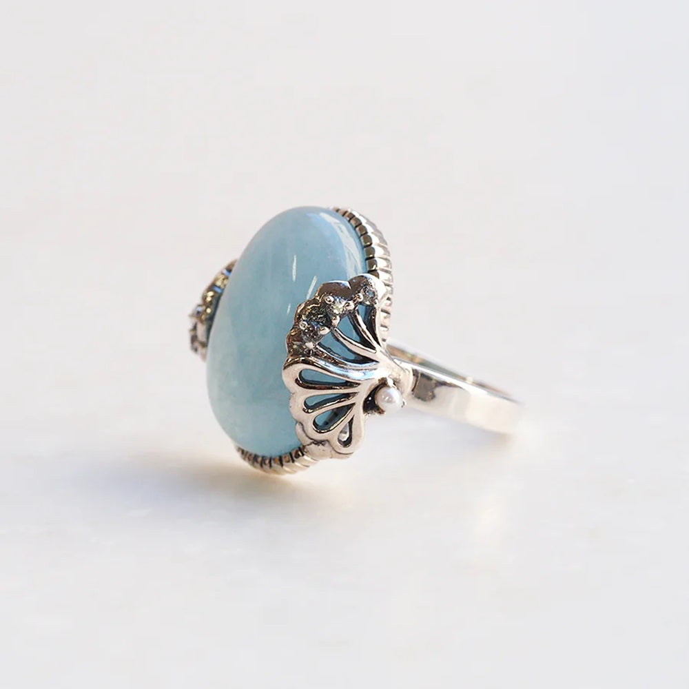 アクアマリン/パール シルバーリング(11.1カラット/チューリップ)《M0020065》