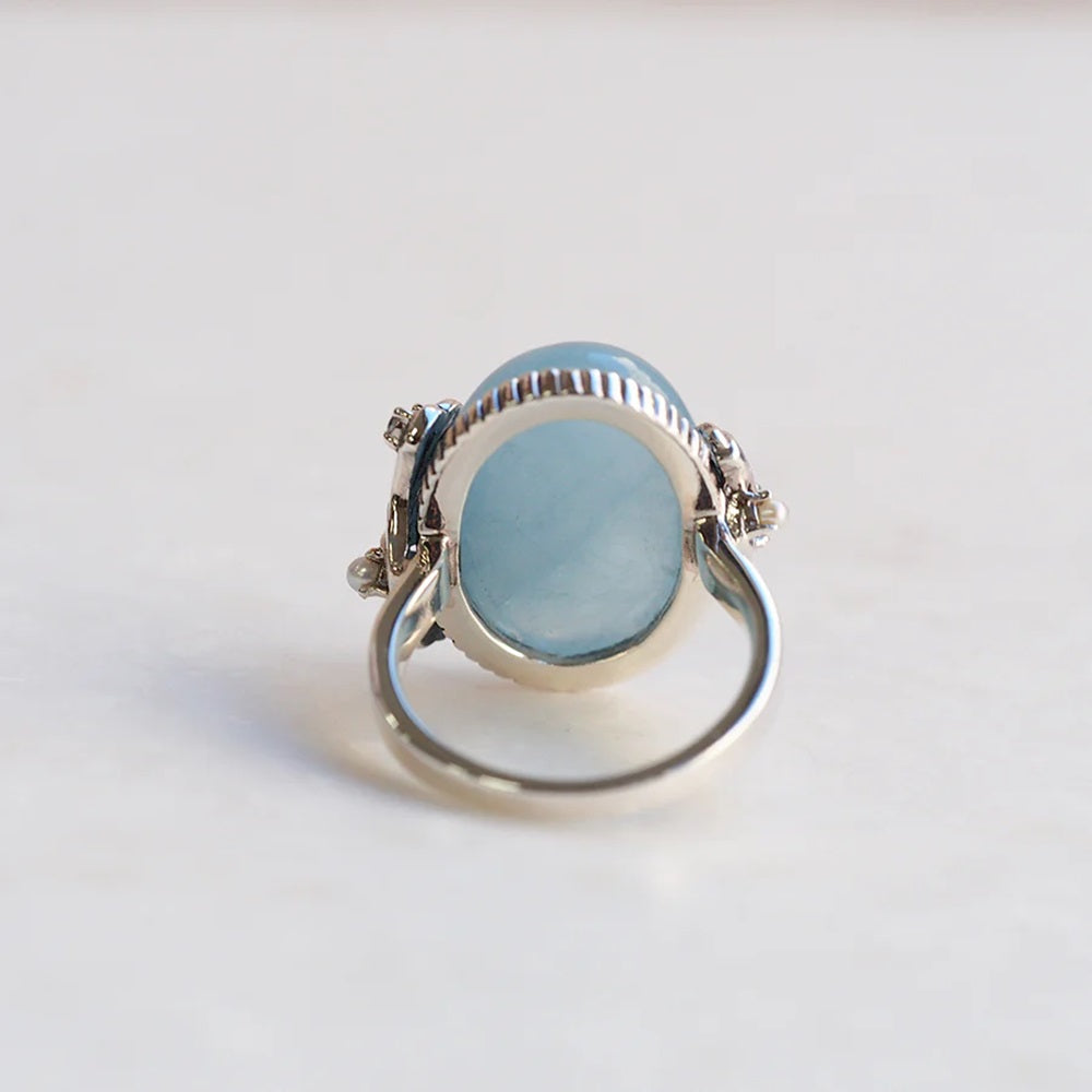 アクアマリン/パール シルバーリング(11.1カラット/チューリップ)《M0020065》