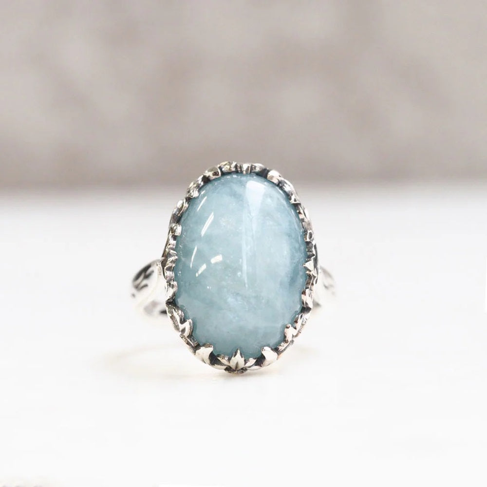 アクアマリン シルバーリング(11.1カラット/オーク)《M0020075》