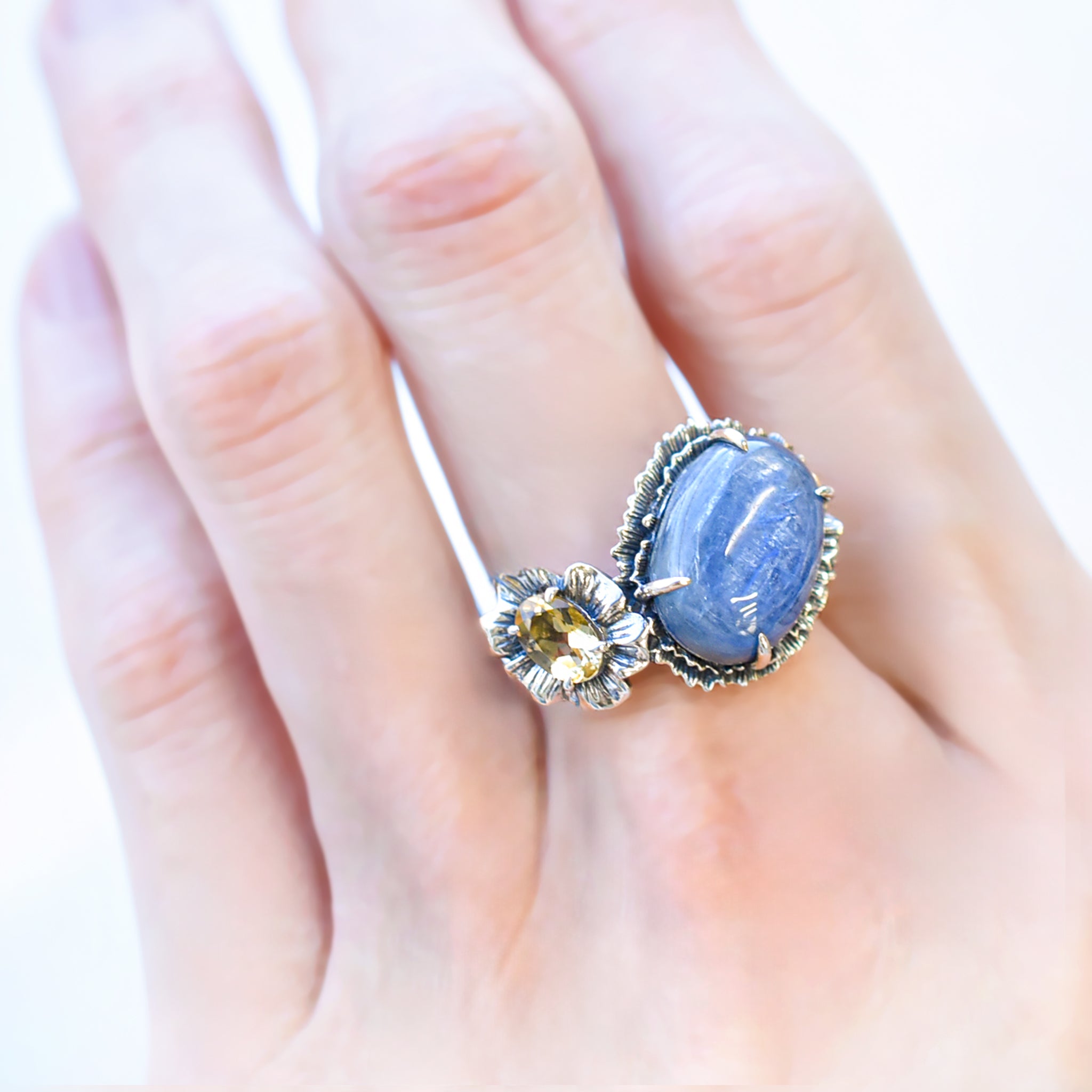 カイヤナイト/シトリン シルバーリング(チャ―ウェル)《M0020084》