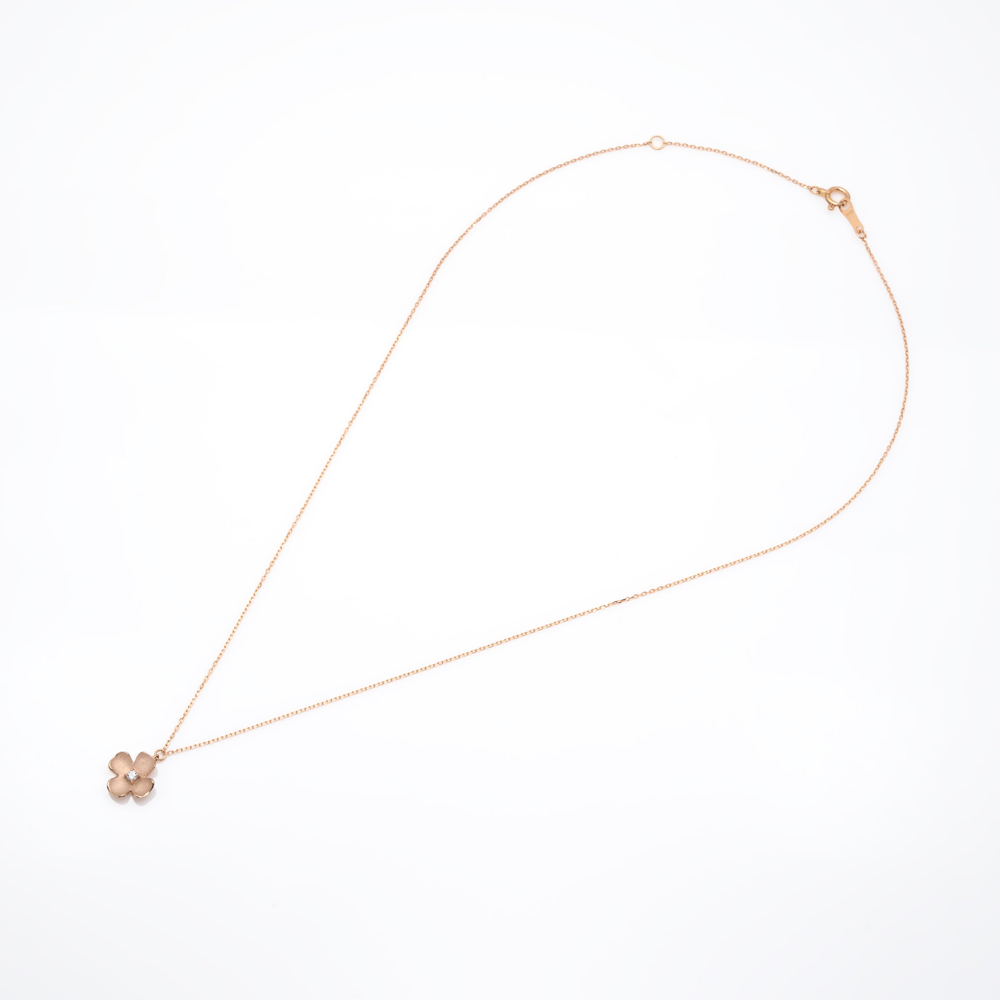 ダイヤモンド K18ネックレス(花水木<ハナミズキ>モチーフ/4月誕生石/鑑別書付き)《M0030018》