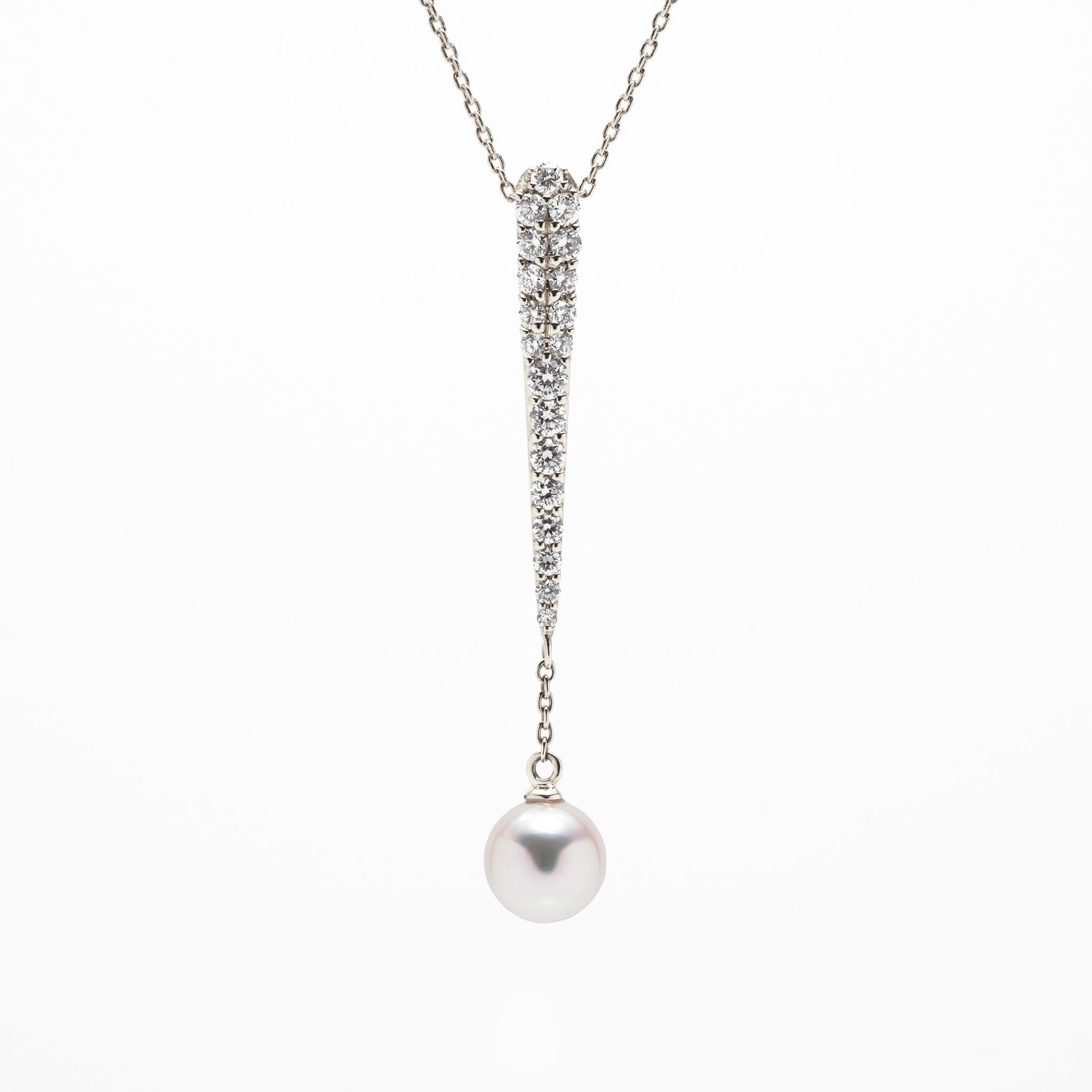 パール/ダイヤモンド K18ネックレス(アコヤ真珠/鑑別書付き)《M0030027》