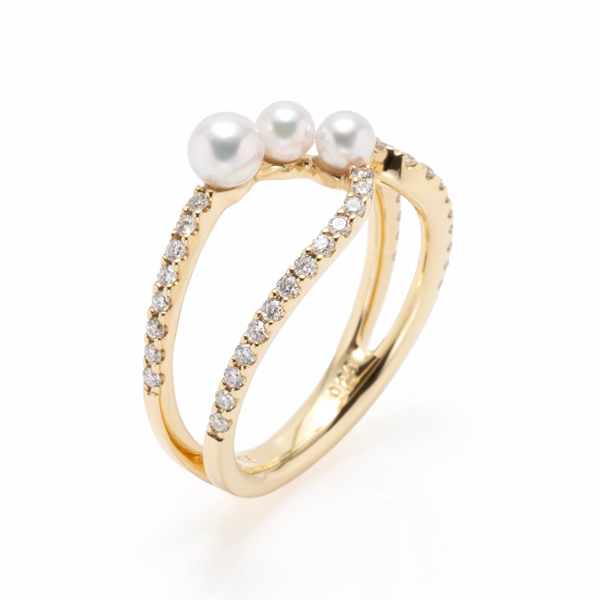 パール/ダイヤモンド K18リング(アコヤ真珠/鑑別書付き)《M0030030》