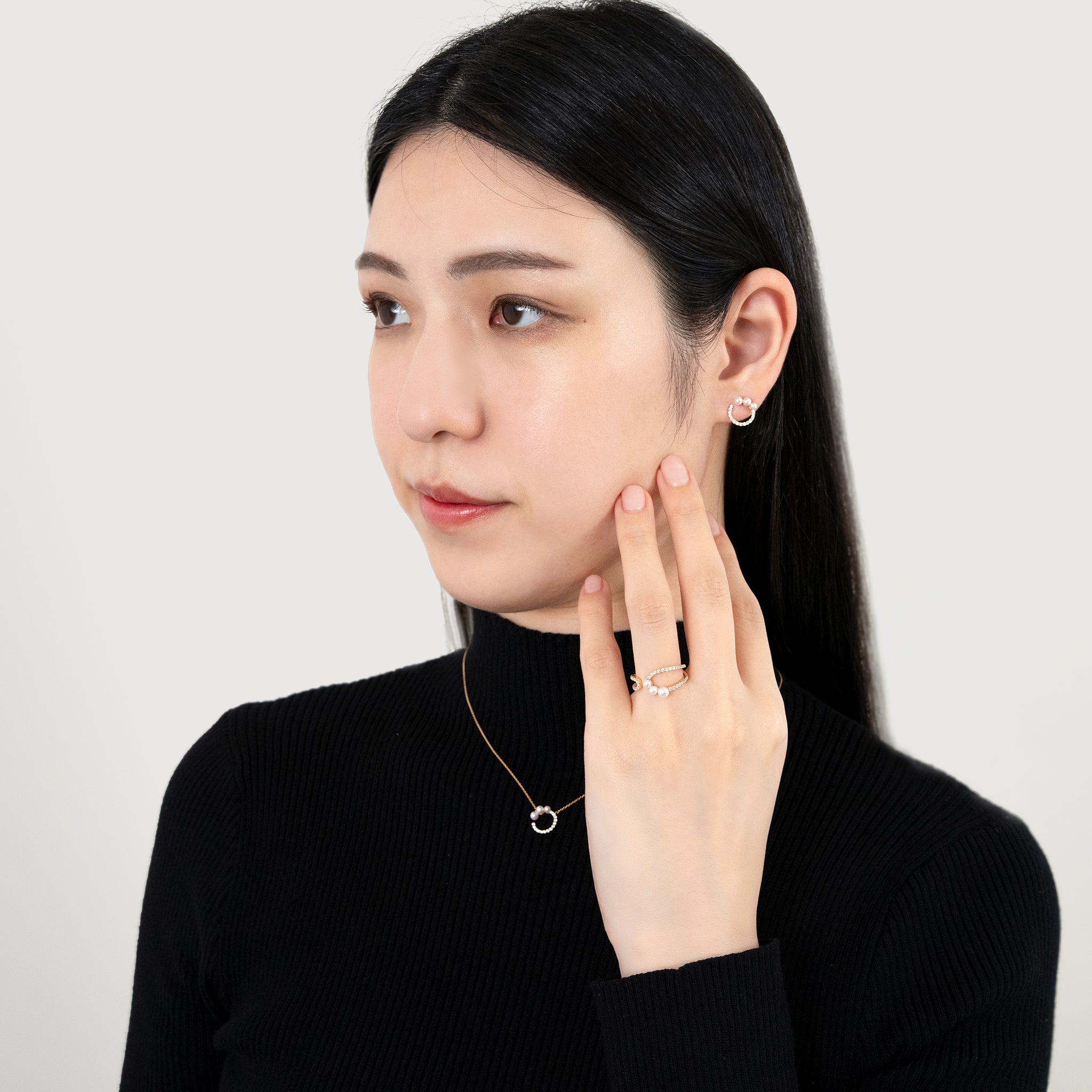 パール/ダイヤモンド K18リング(アコヤ真珠/鑑別書付き)《M0030030》