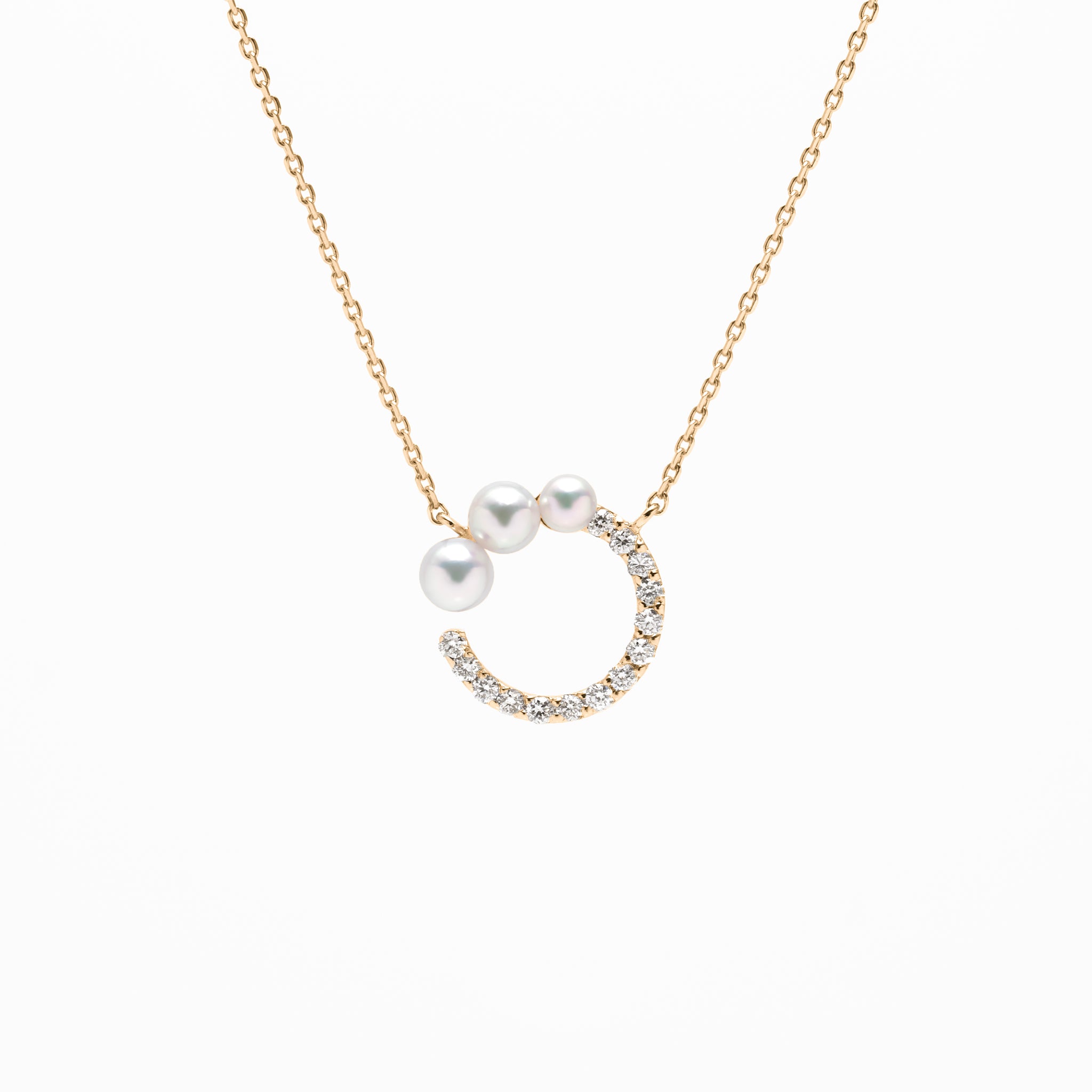 パール/ダイヤモンド K18ネックレス(アコヤ真珠/鑑別書付き)《M0030032》