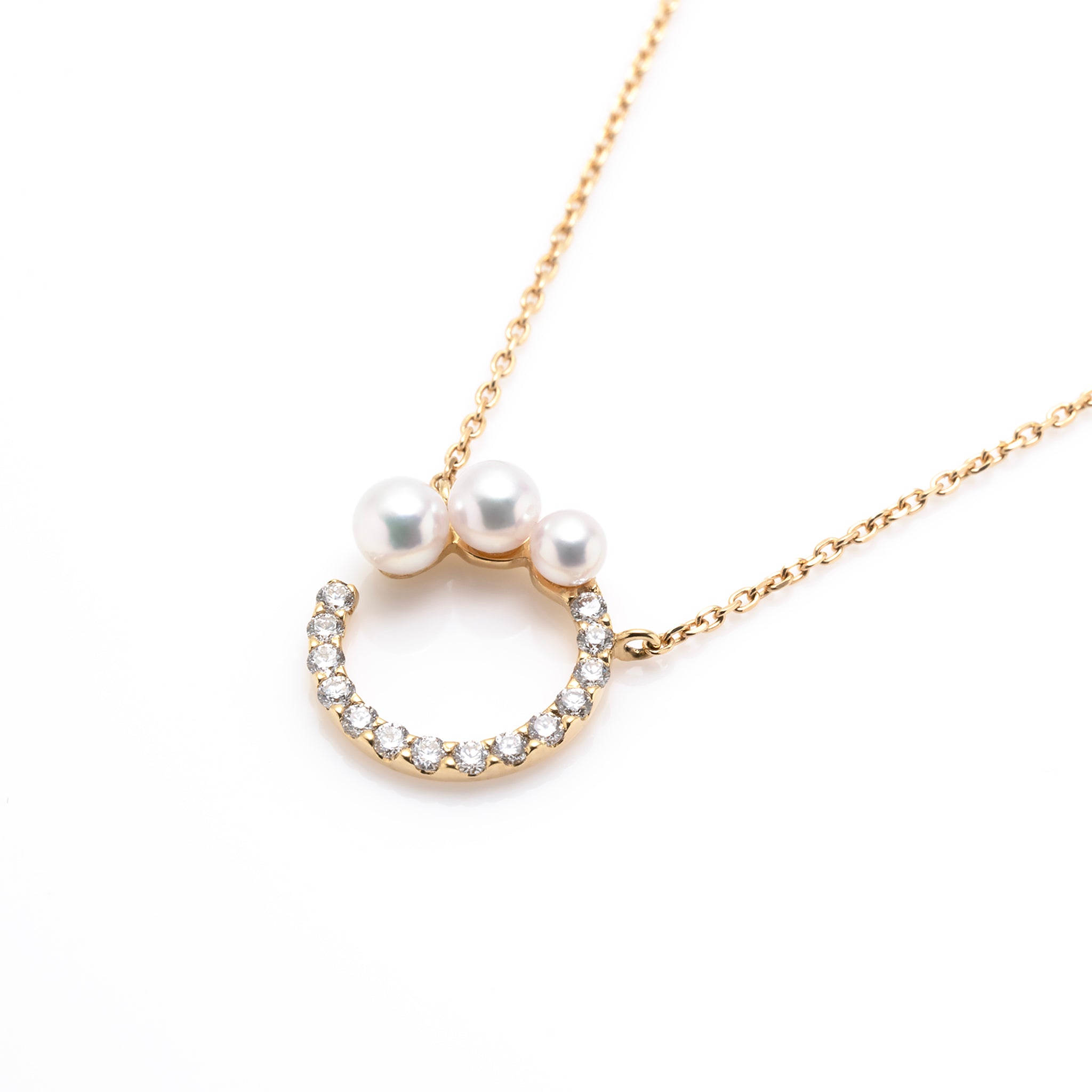 パール/ダイヤモンド K18ネックレス(アコヤ真珠/鑑別書付き)《M0030032》