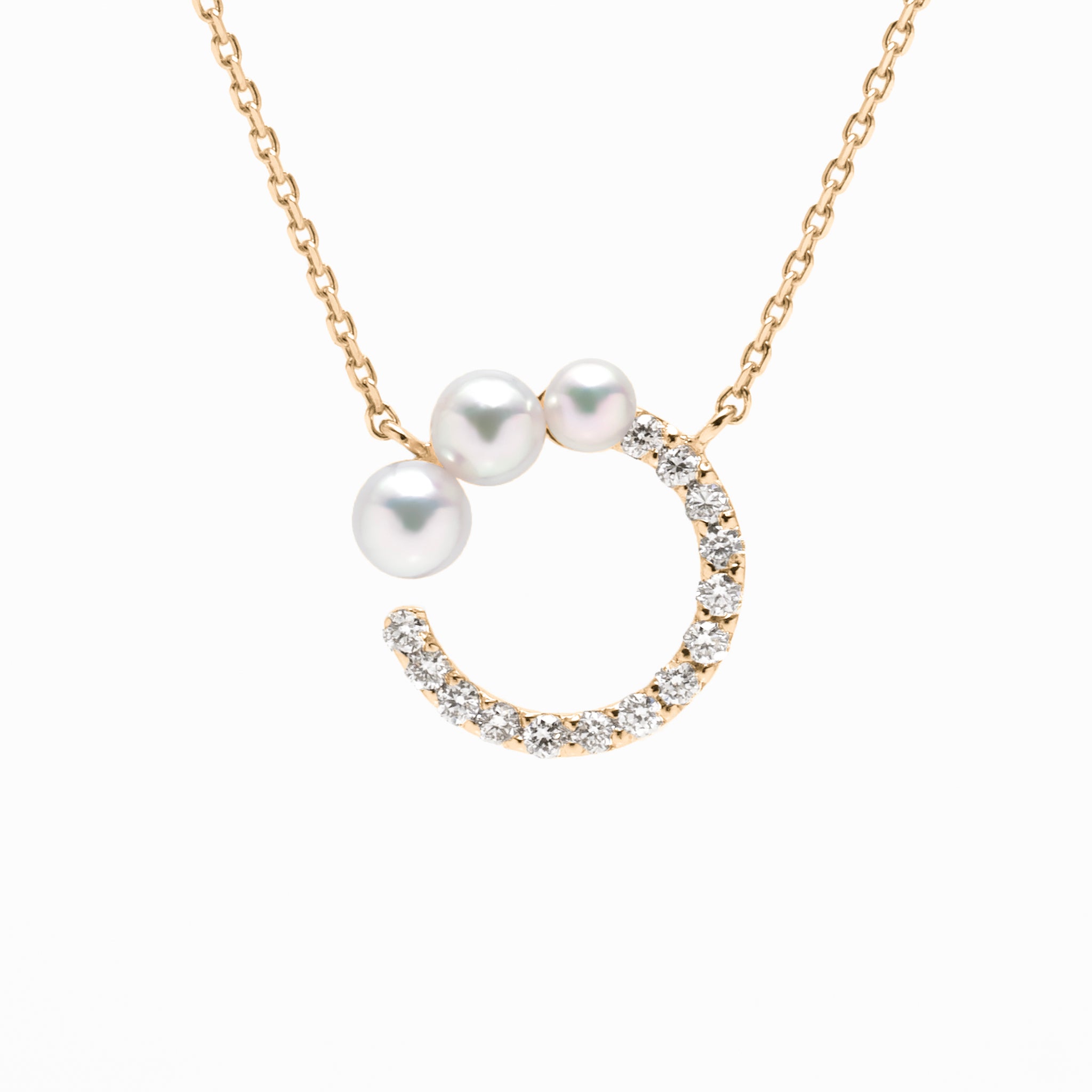 パール/ダイヤモンド K18ネックレス(アコヤ真珠/鑑別書付き)《M0030032》