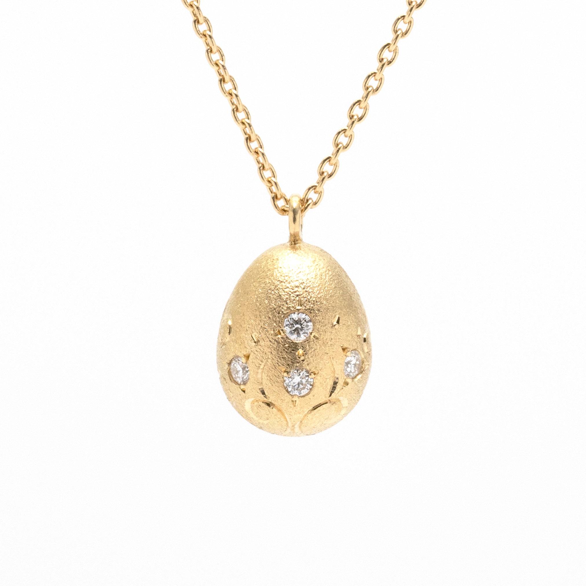 ダイヤモンド K18ネックレス(卵モチーフ/鑑別書付き)《M0030038》
