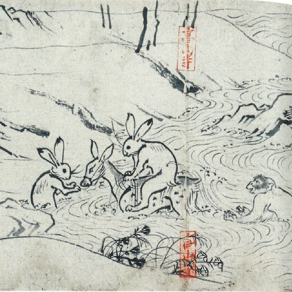 張り合わせ石(ラリマー/シェル/クォーツ) シルバーリング(鳥獣戯画)《M0050001》