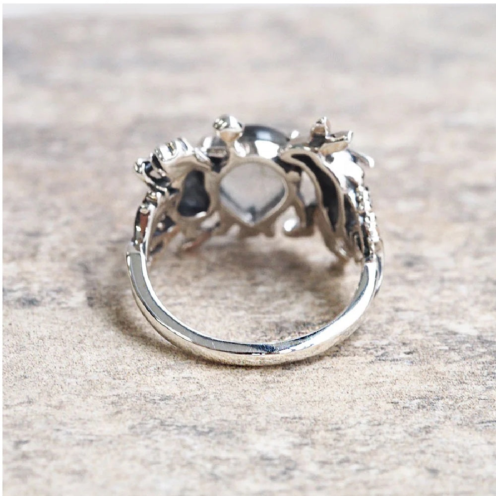 張り合わせ石(フェルスパー/クォーツ) シルバーリング(鳥獣戯画)《M0050003》