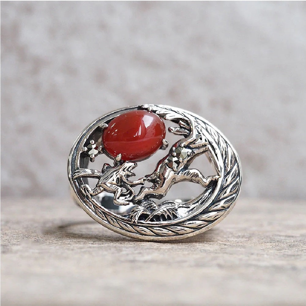 カーネリアン/マルカジット シルバーリング(鳥獣戯画)《M0050005》
