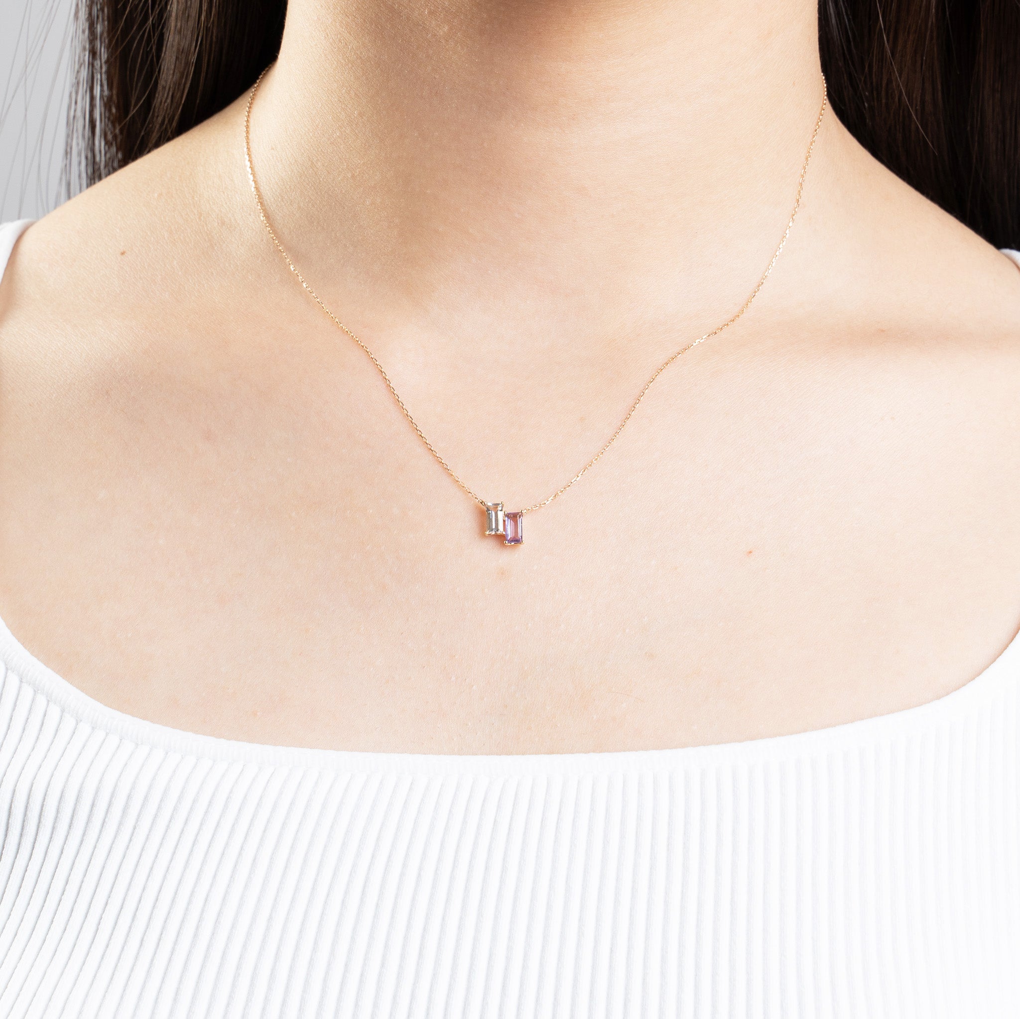 ロッククリスタル/アメシスト K10ネックレス《M0060005》