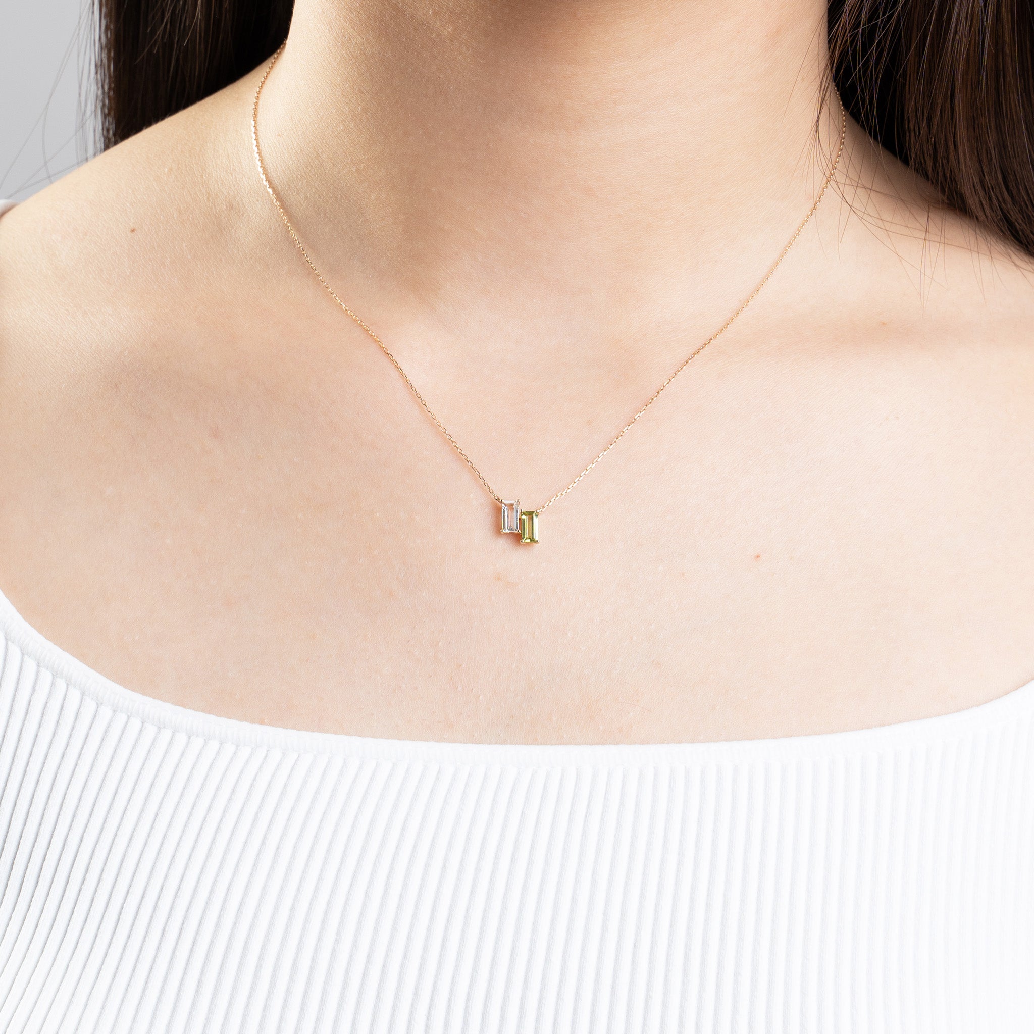 ロッククリスタル/ペリドット K10ネックレス《M0060006》