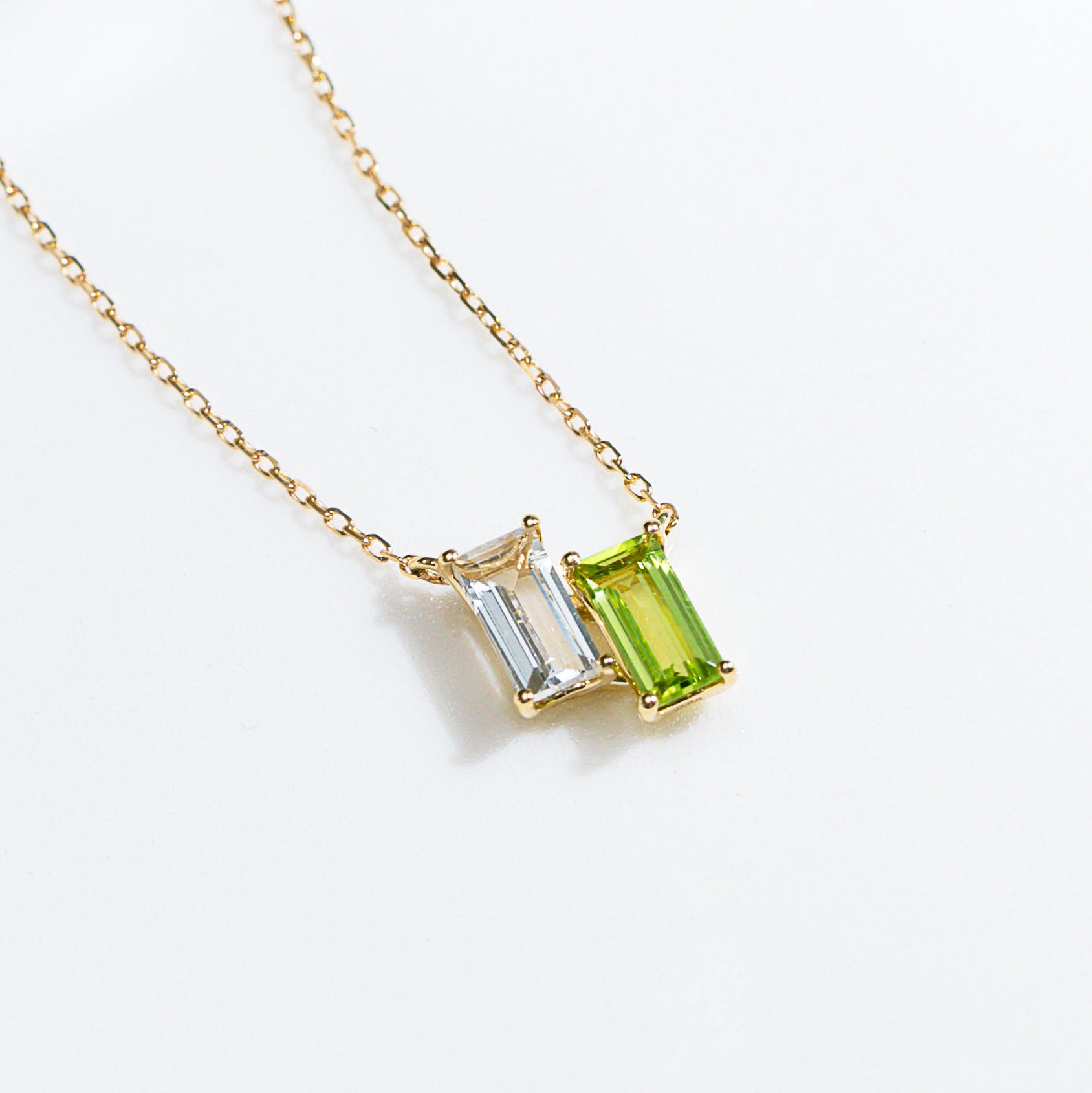 ロッククリスタル/ペリドット K10ネックレス《M0060006》