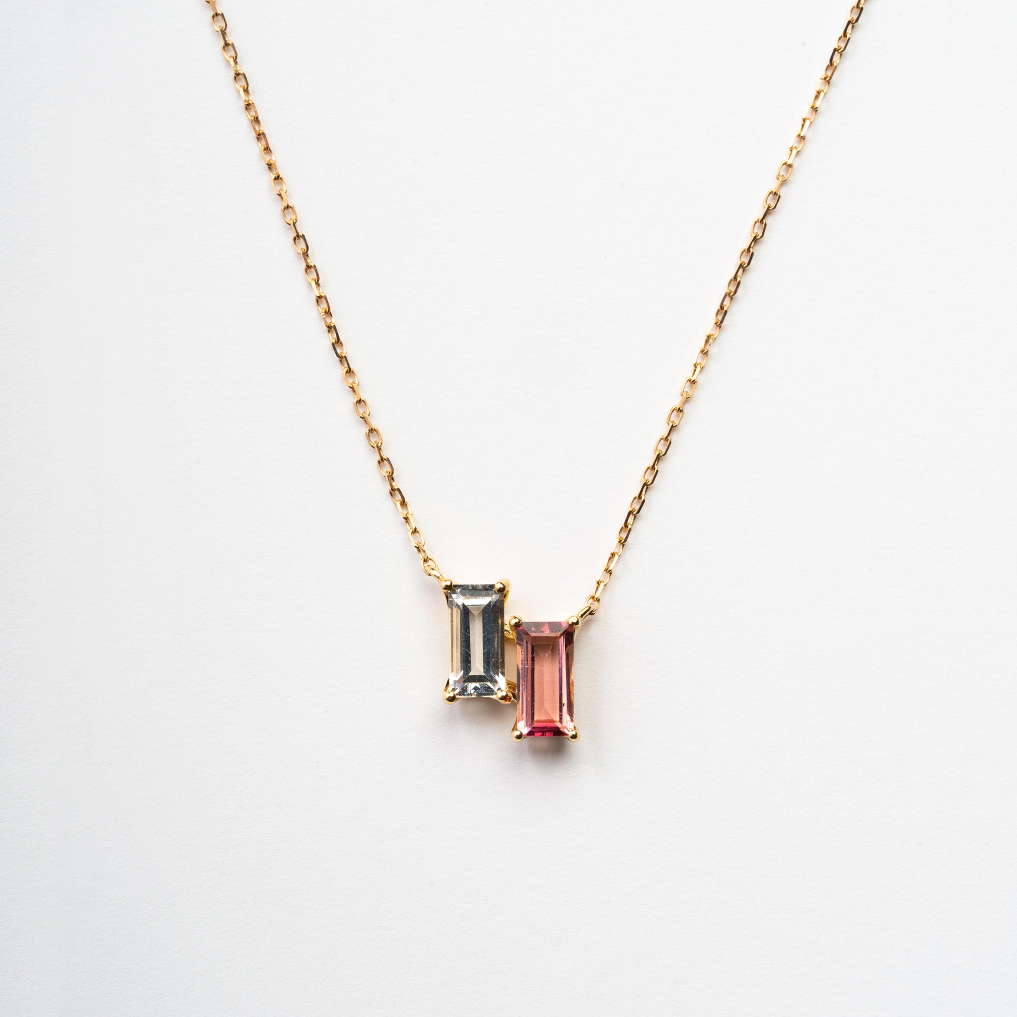 ロッククリスタル/ピンクトルマリン K10ネックレス《M0060007》