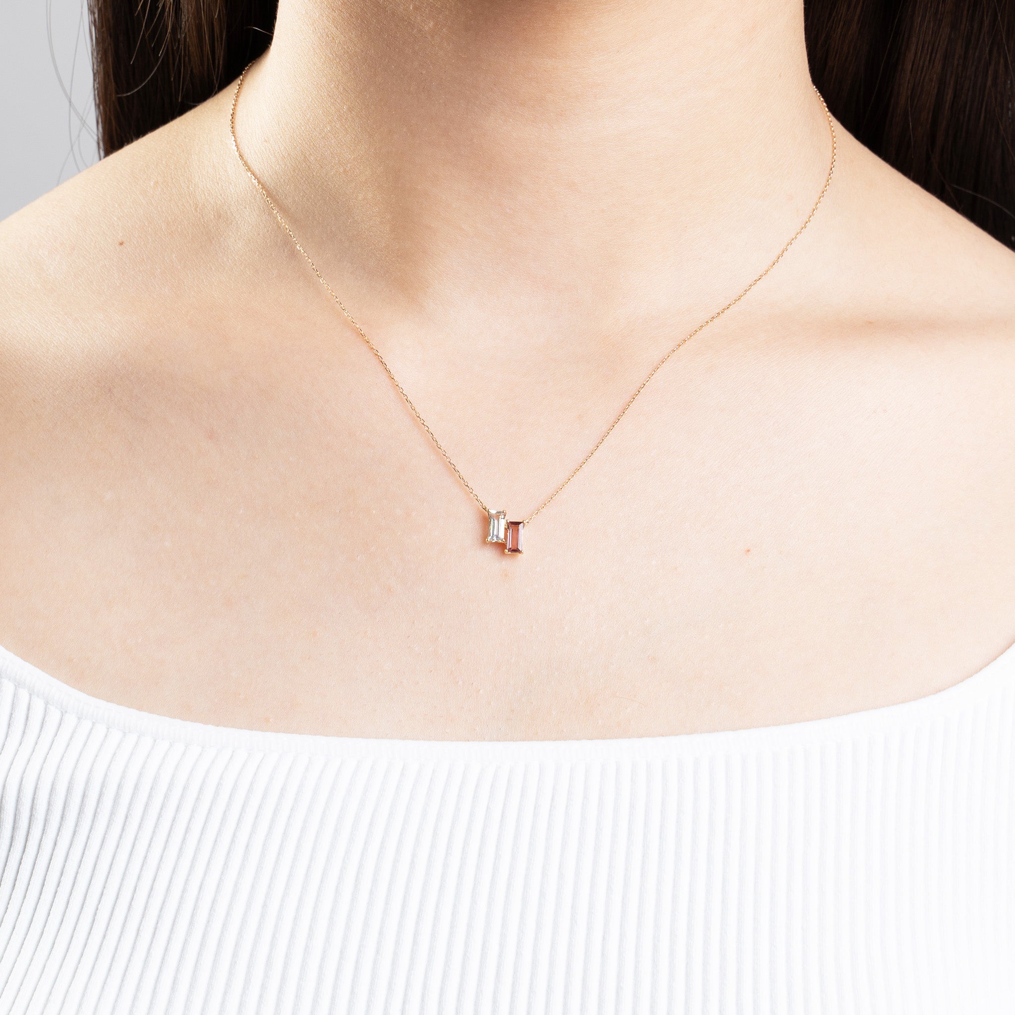 ロッククリスタル/ピンクトルマリン K10ネックレス《M0060007》