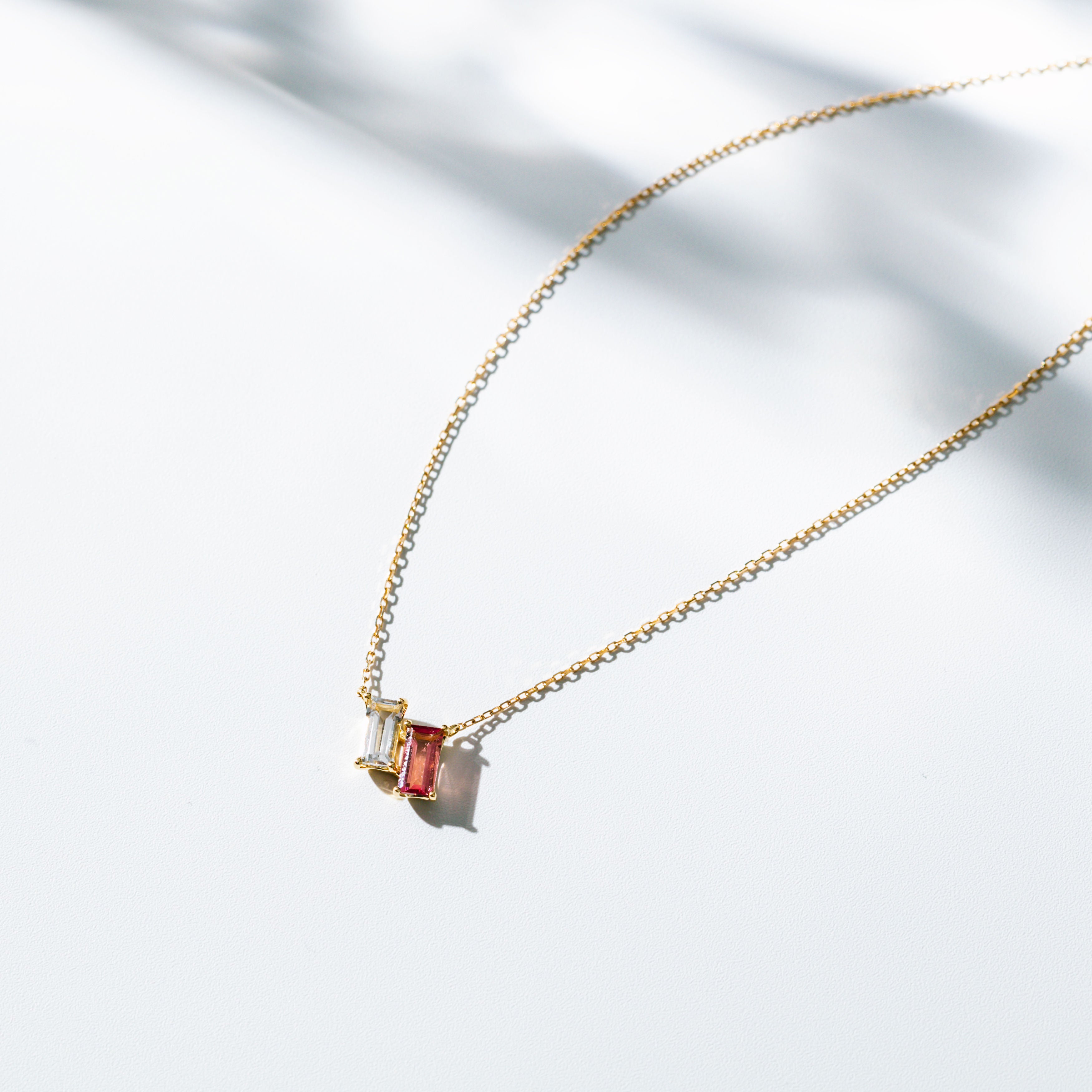 ロッククリスタル/ピンクトルマリン K10ネックレス《M0060007》