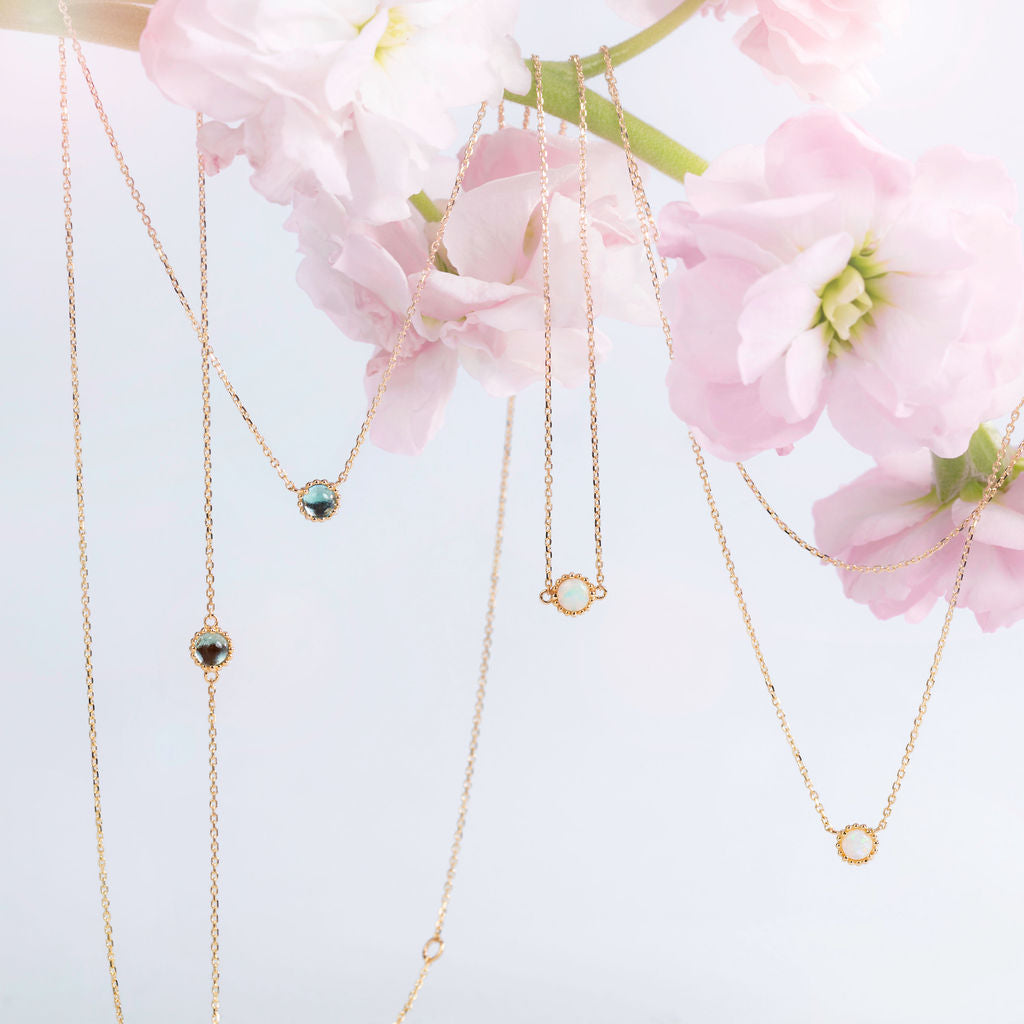 オパール K10ネックレス(ミル打ち風/10月誕生石)《M0060021》