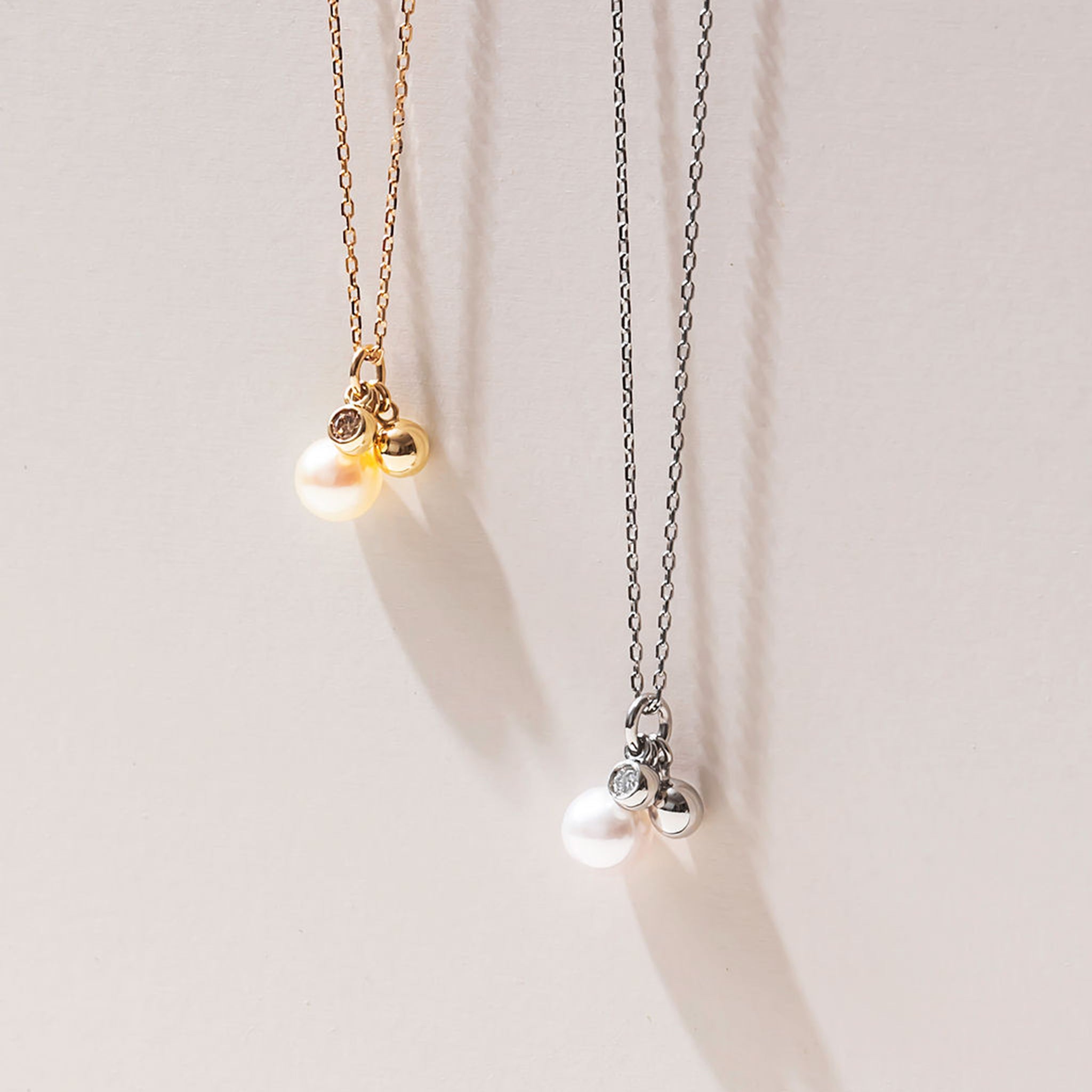 パール/ダイヤモンド プラチナネックレス(アコヤ真珠)《M0060026》