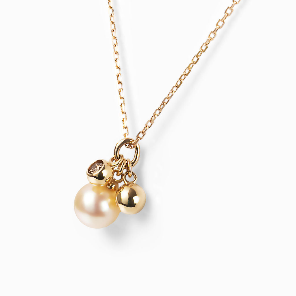 パール/ダイヤモンド K10ネックレス(アコヤ真珠)《M0060027》